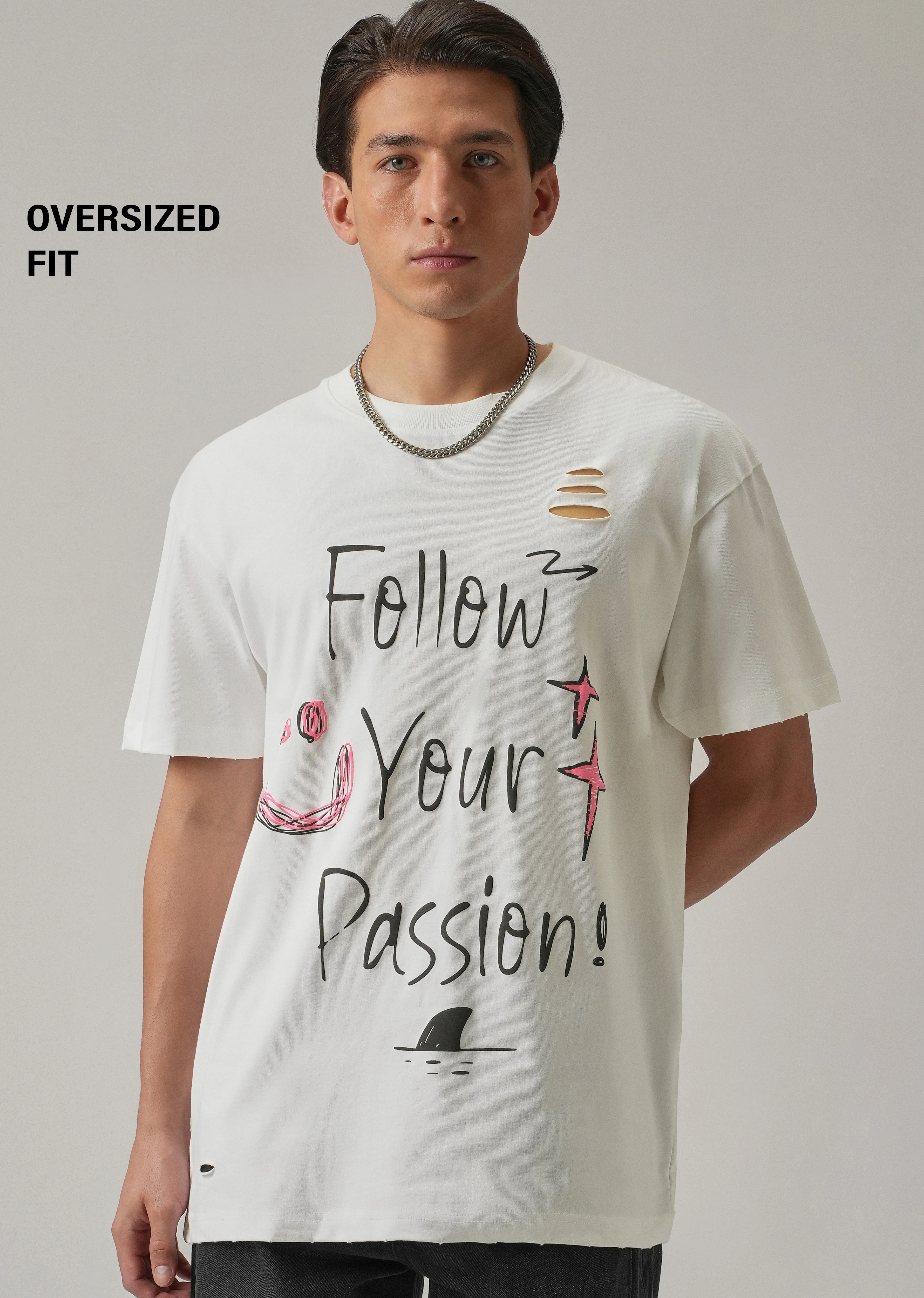 Pearl White Back Printed Oversized T-Shirt - Image 7
