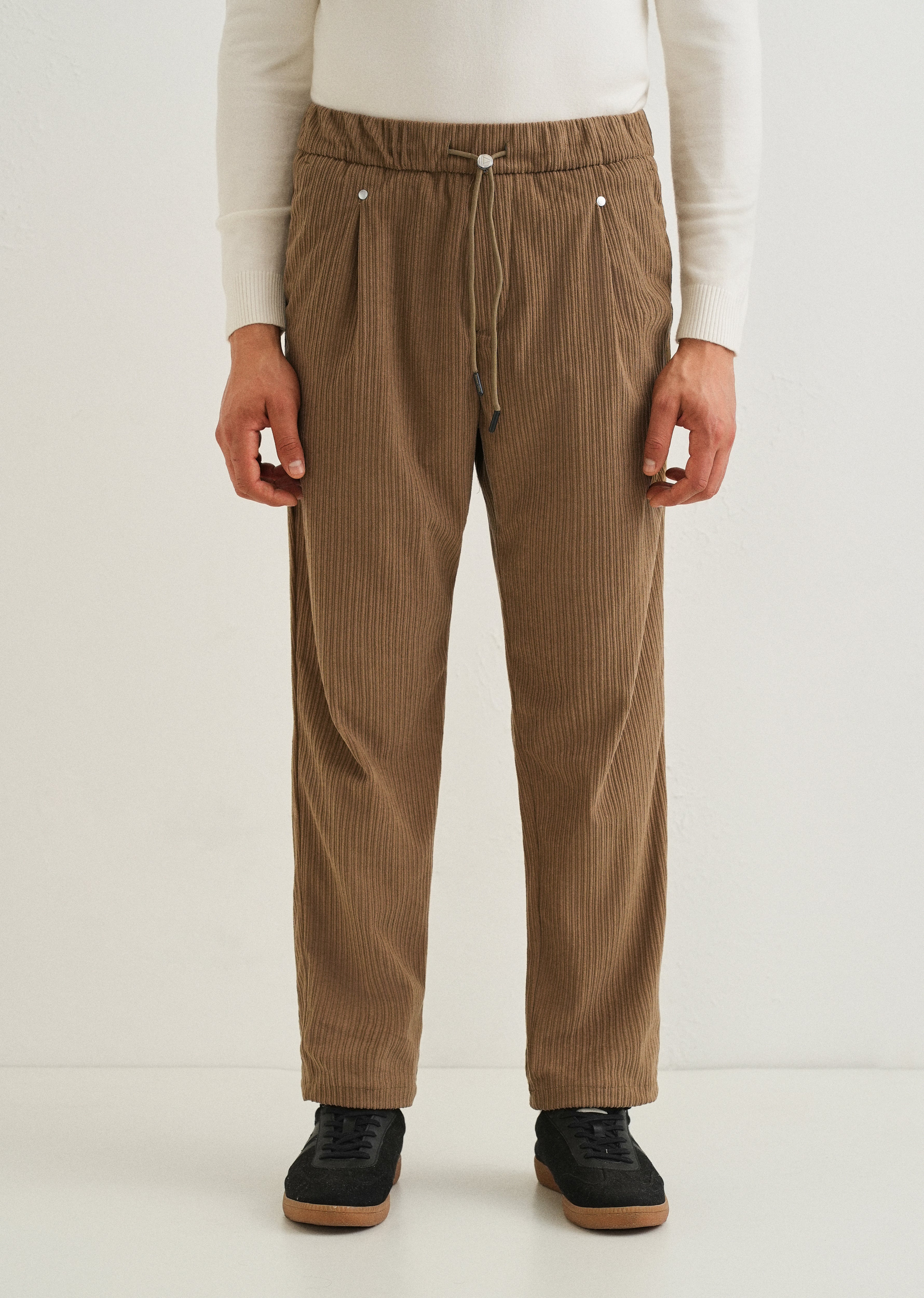 Peru Brown Drawstring Corduroy Pant - Image 3