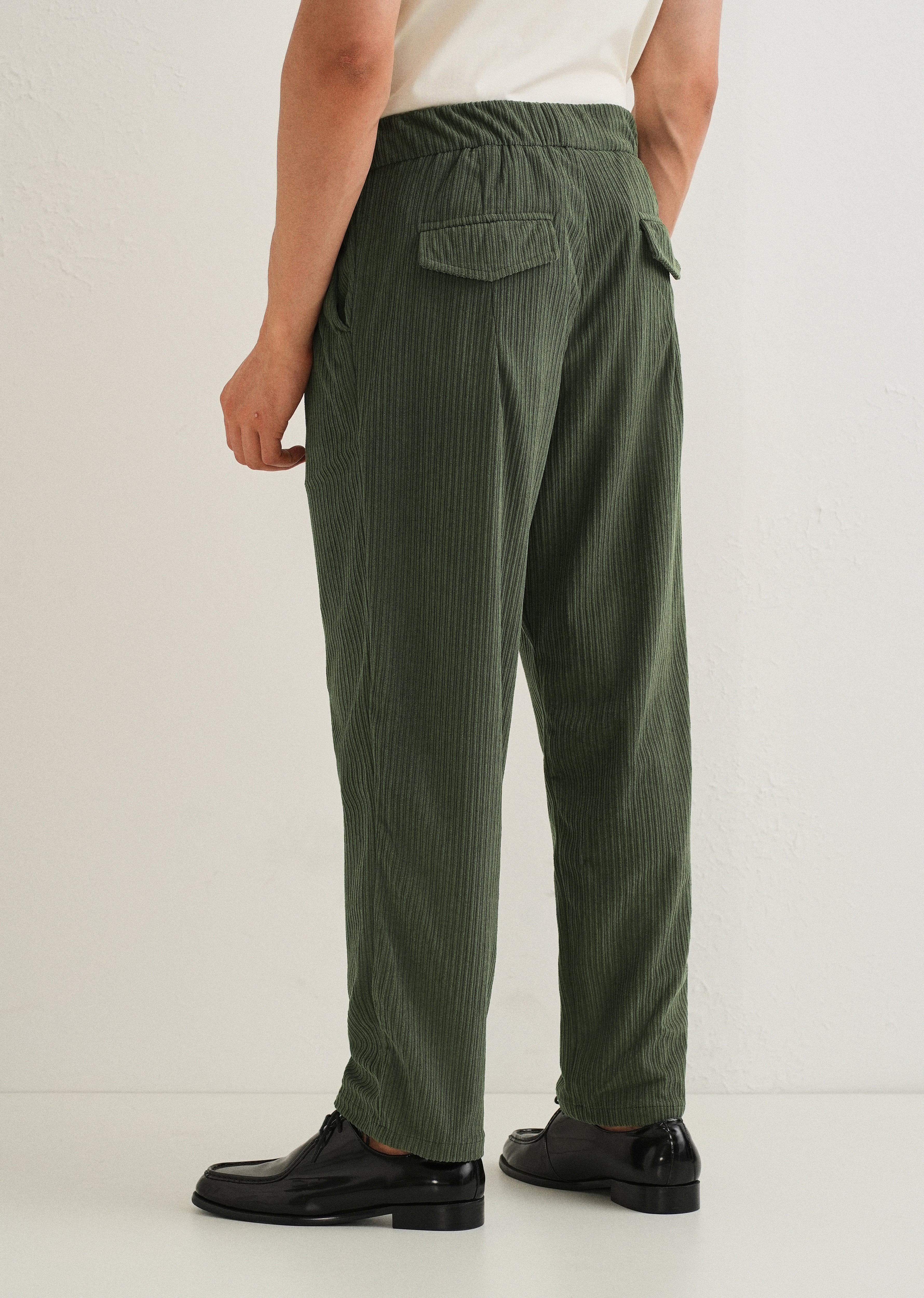 Pine Green Drawstring Corduroy Pant - Image 2