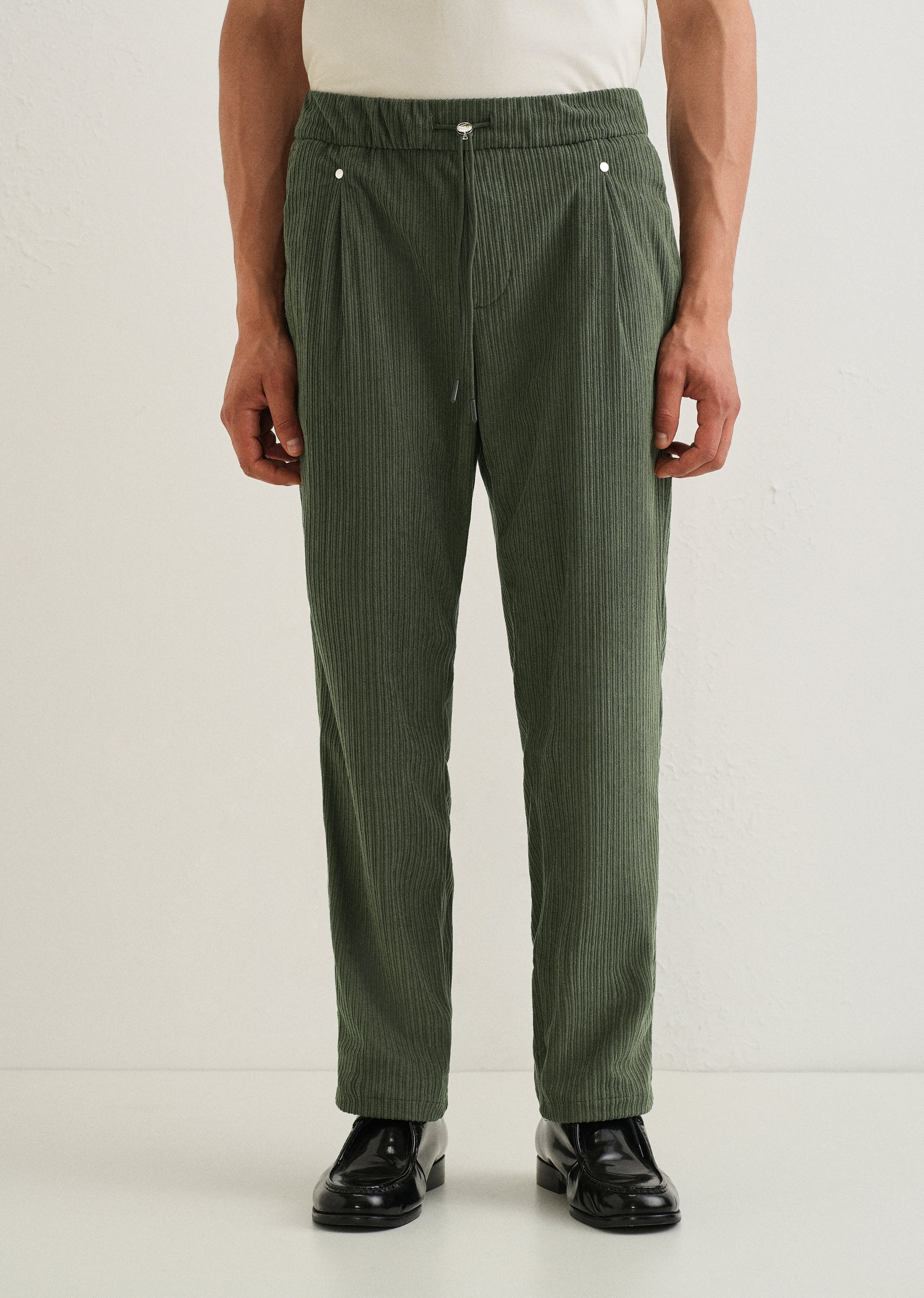Pine Green Drawstring Corduroy Pant - Image 3