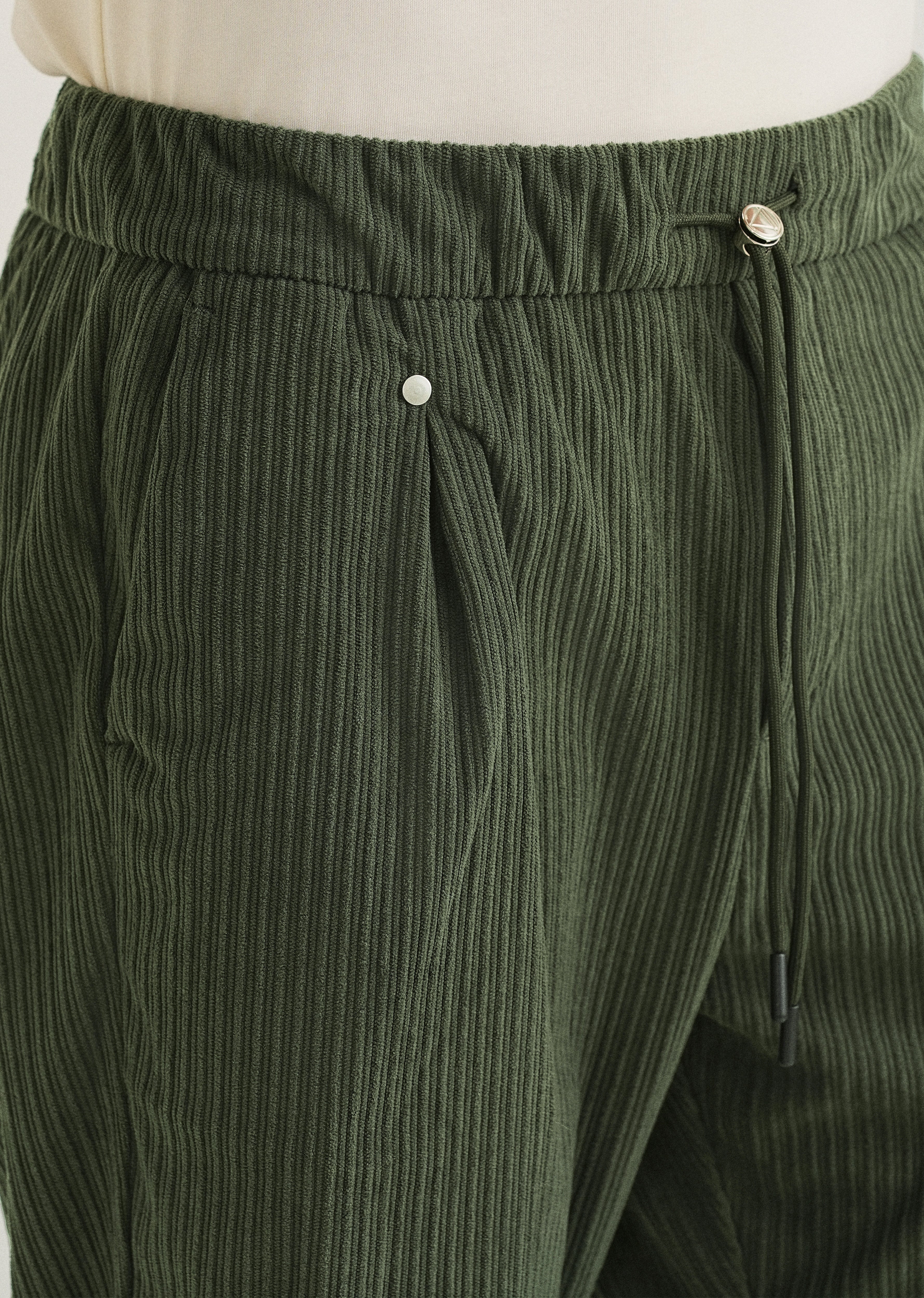 Pine Green Drawstring Corduroy Pant - Image 5