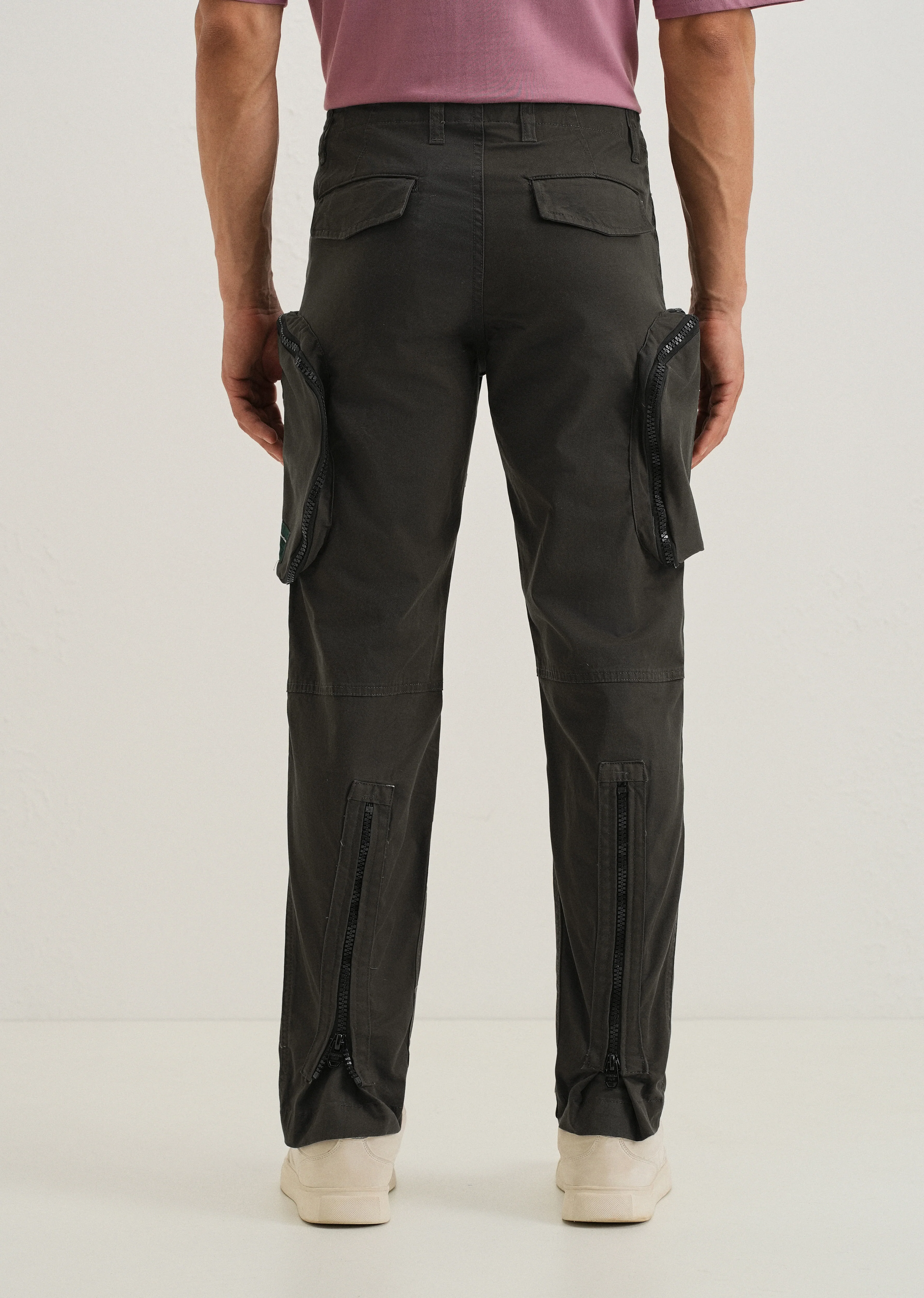 Pine Green Zipper Cargo Pant - Image 2