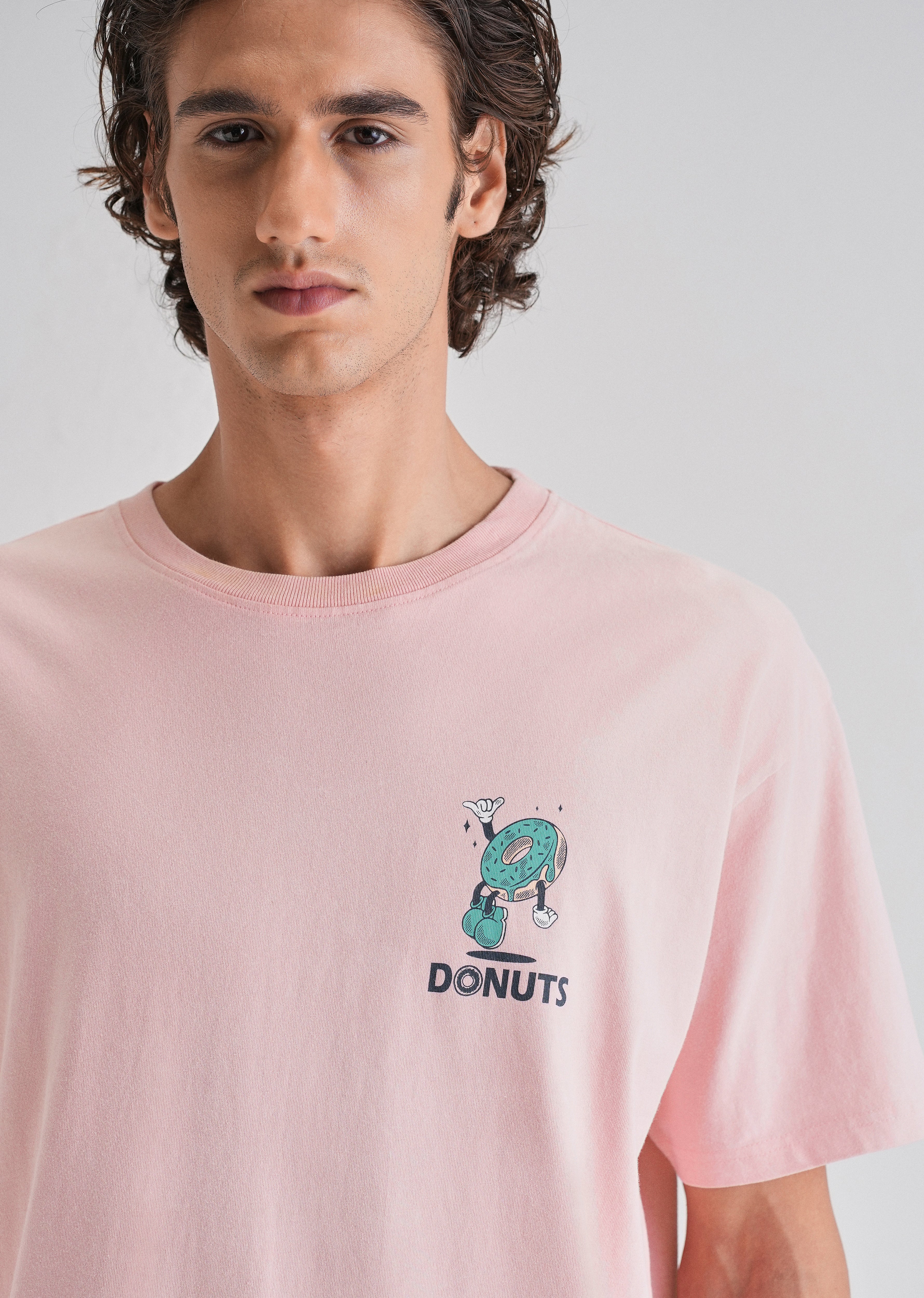 Pink Back Graphic Printed Oversized T-shirt - Image 2