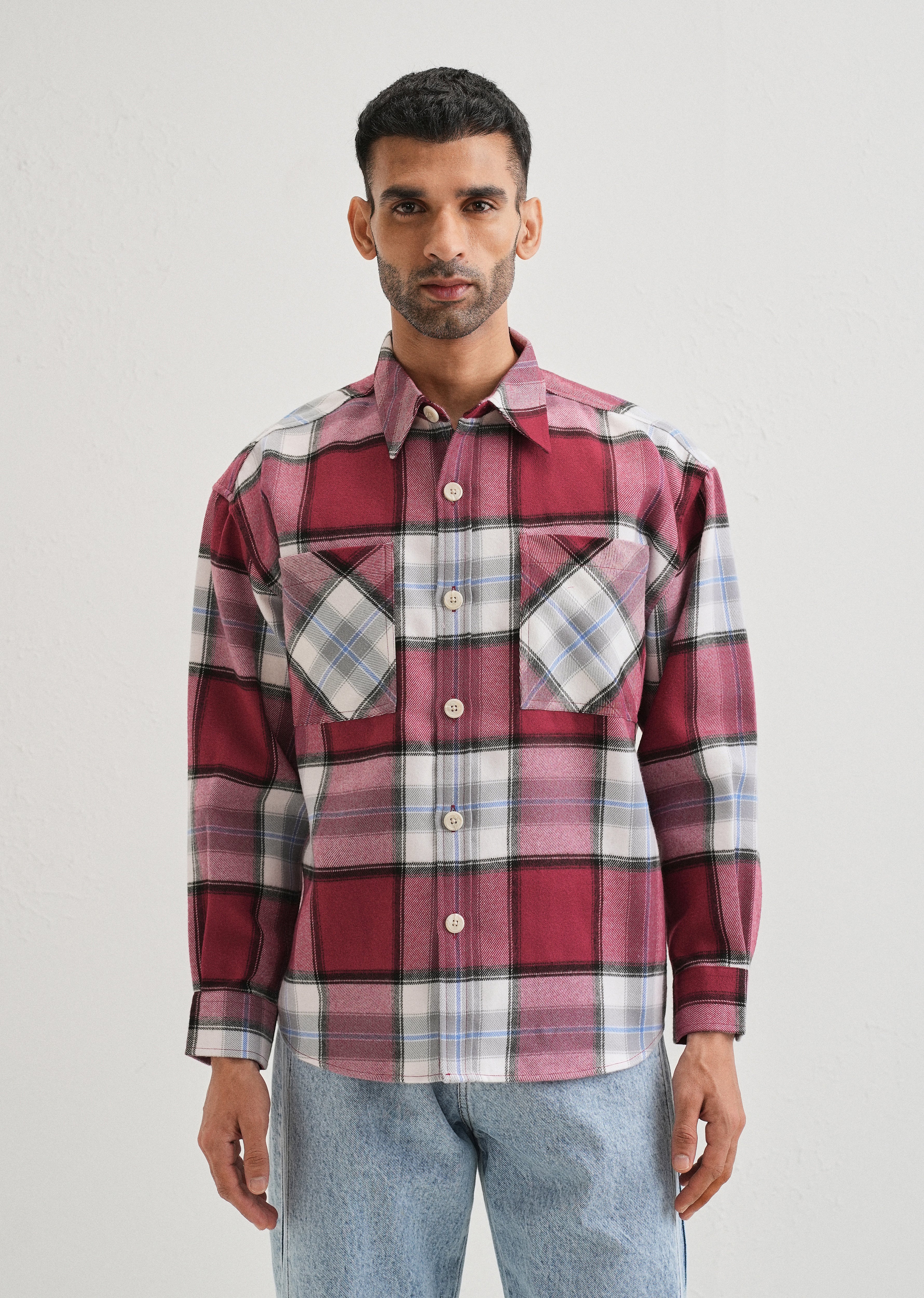 Pink Checked Relaxed Fit Shacket - Image 3