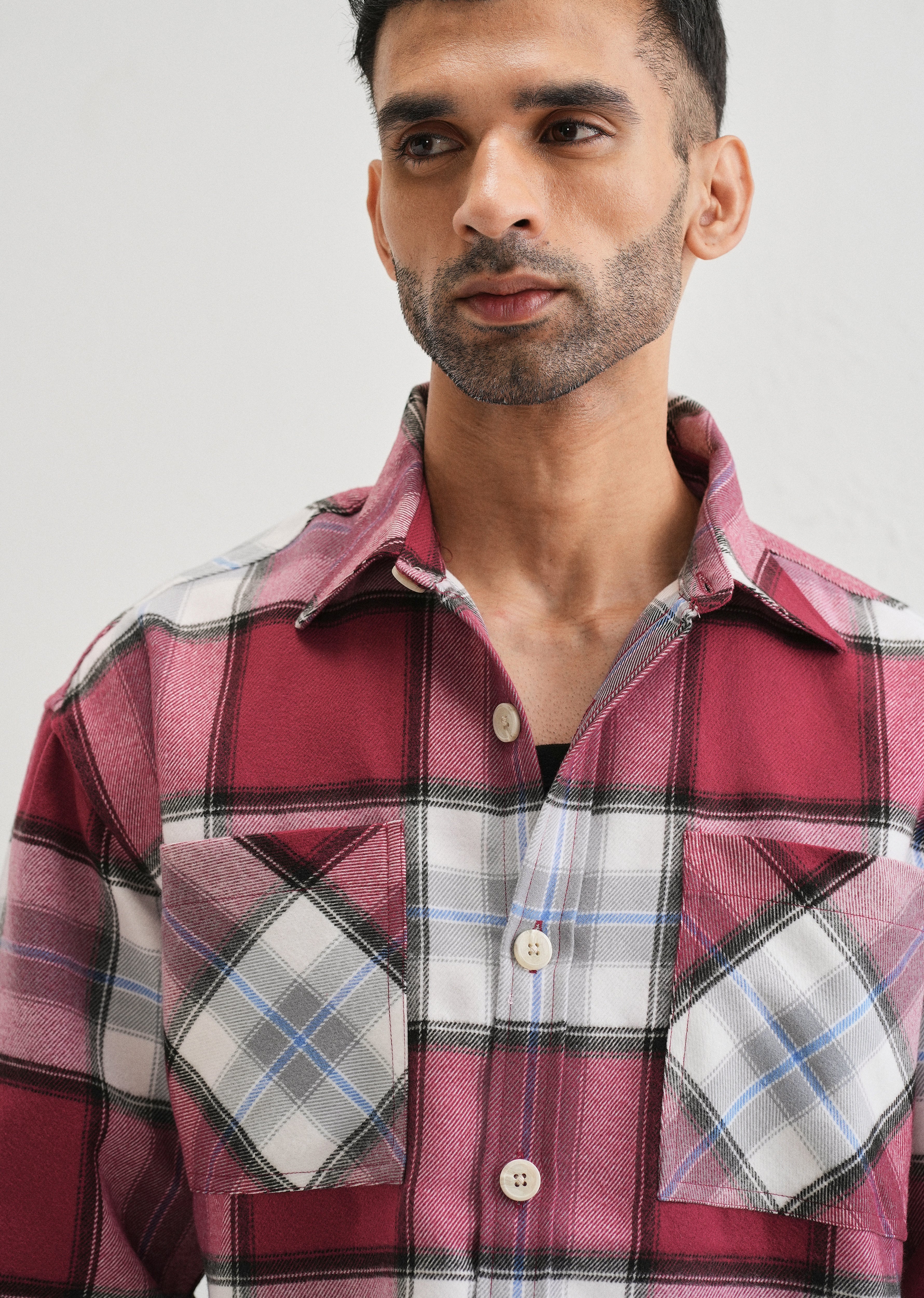 Pink Checked Relaxed Fit Shacket - Image 5