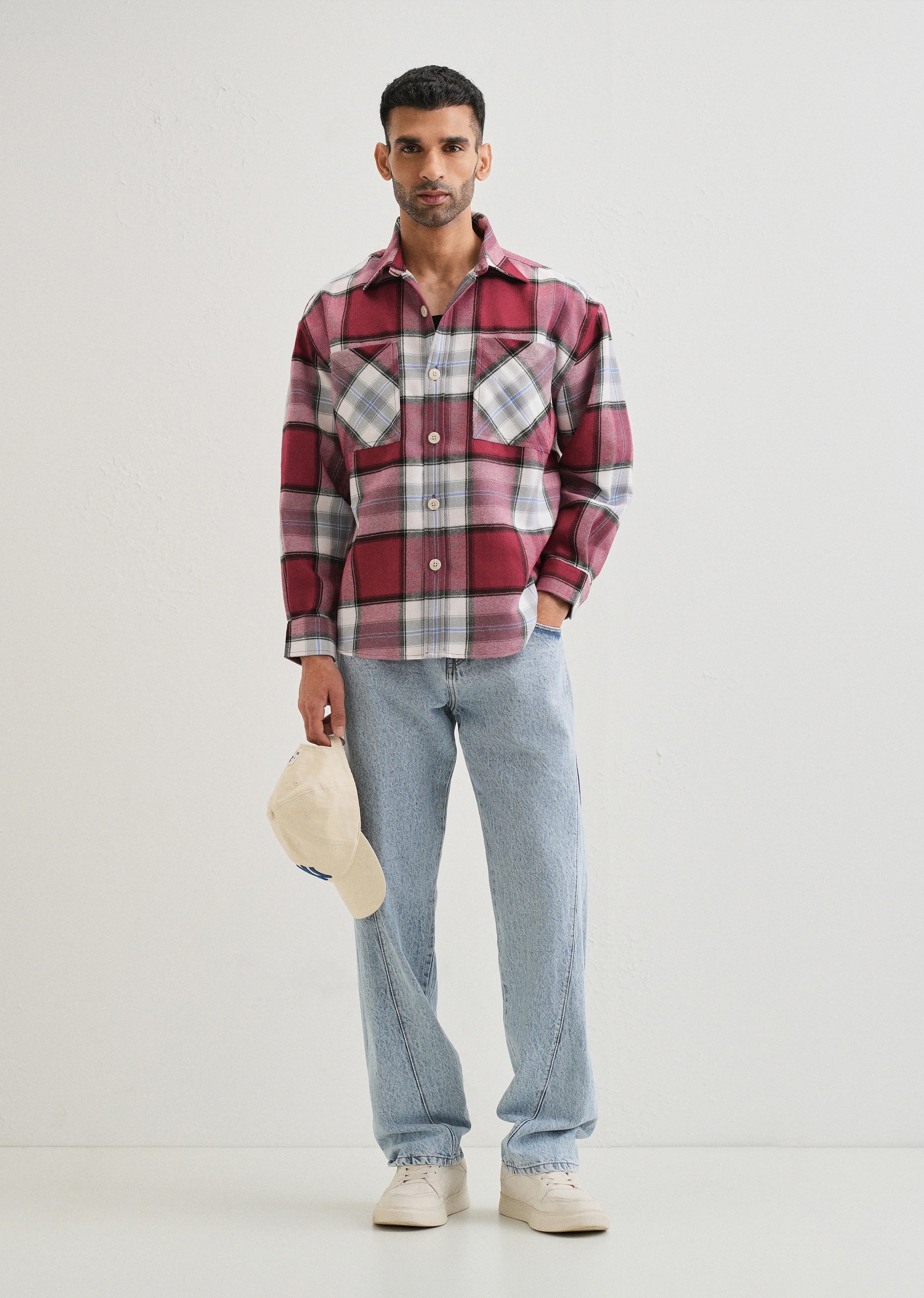 Pink Checked Relaxed Fit Shacket - Image 6