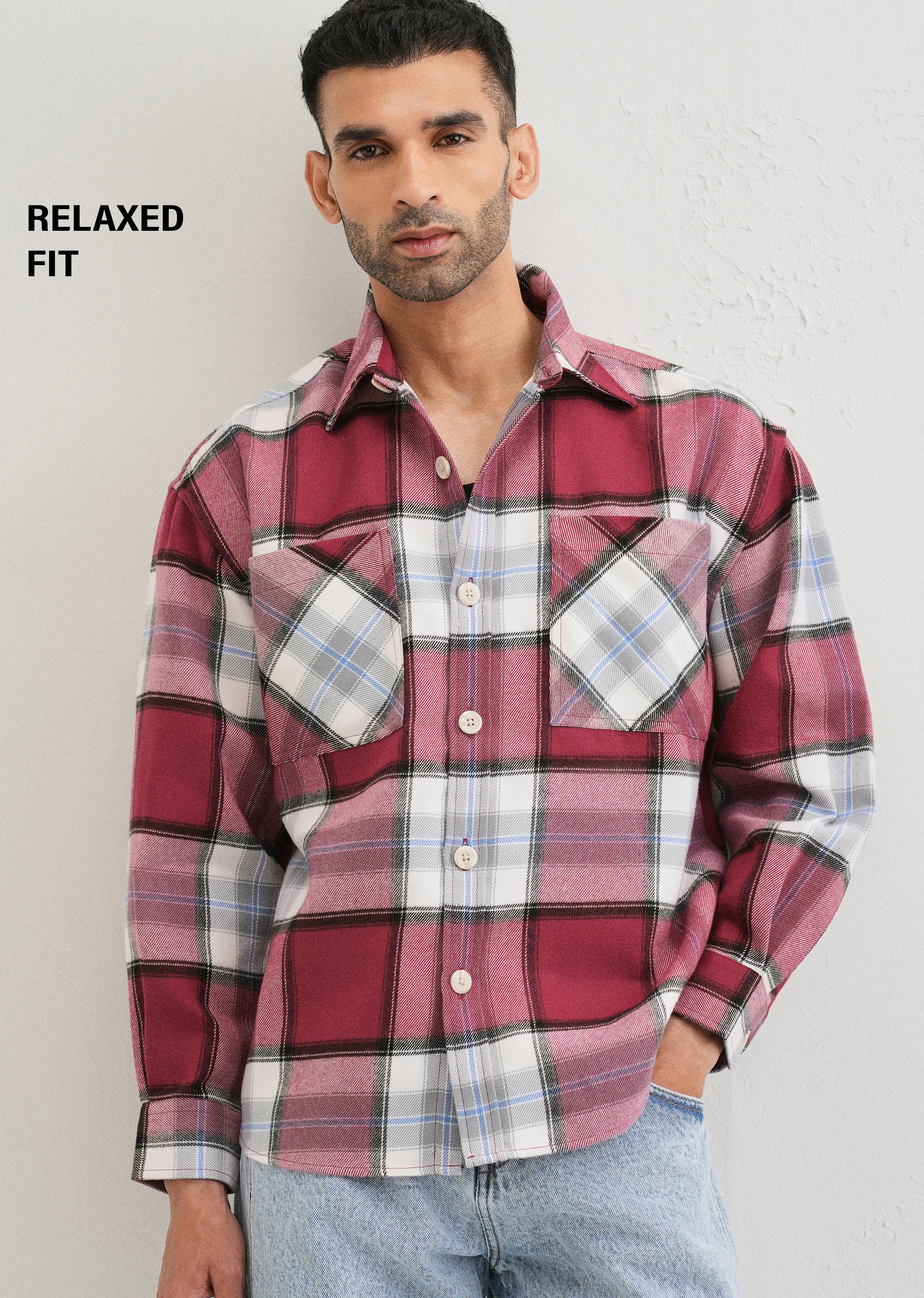 Pink Checked Relaxed Fit Shacket - Image 7