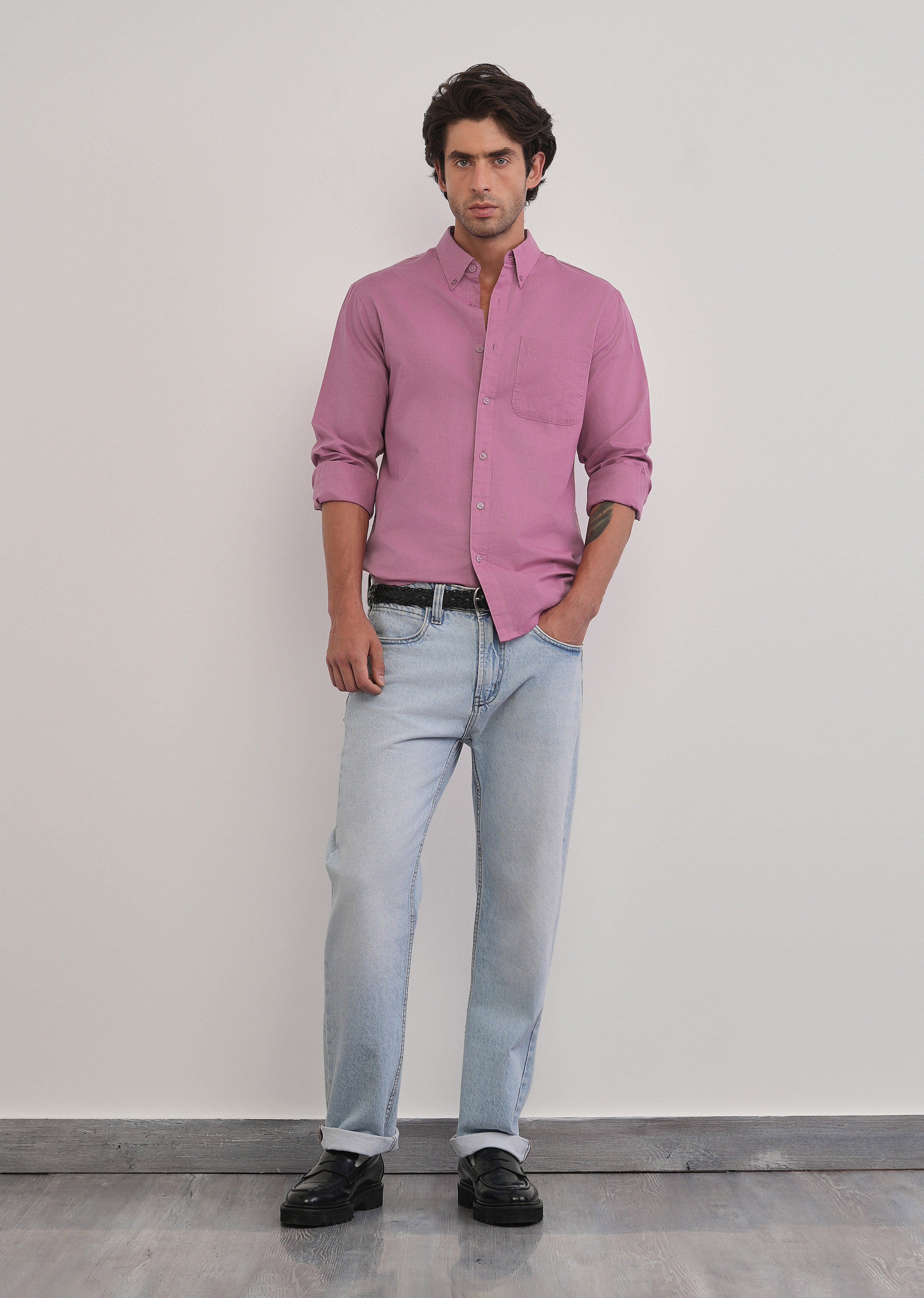 Pink Cotton Linen Plain Shirt - Image 6