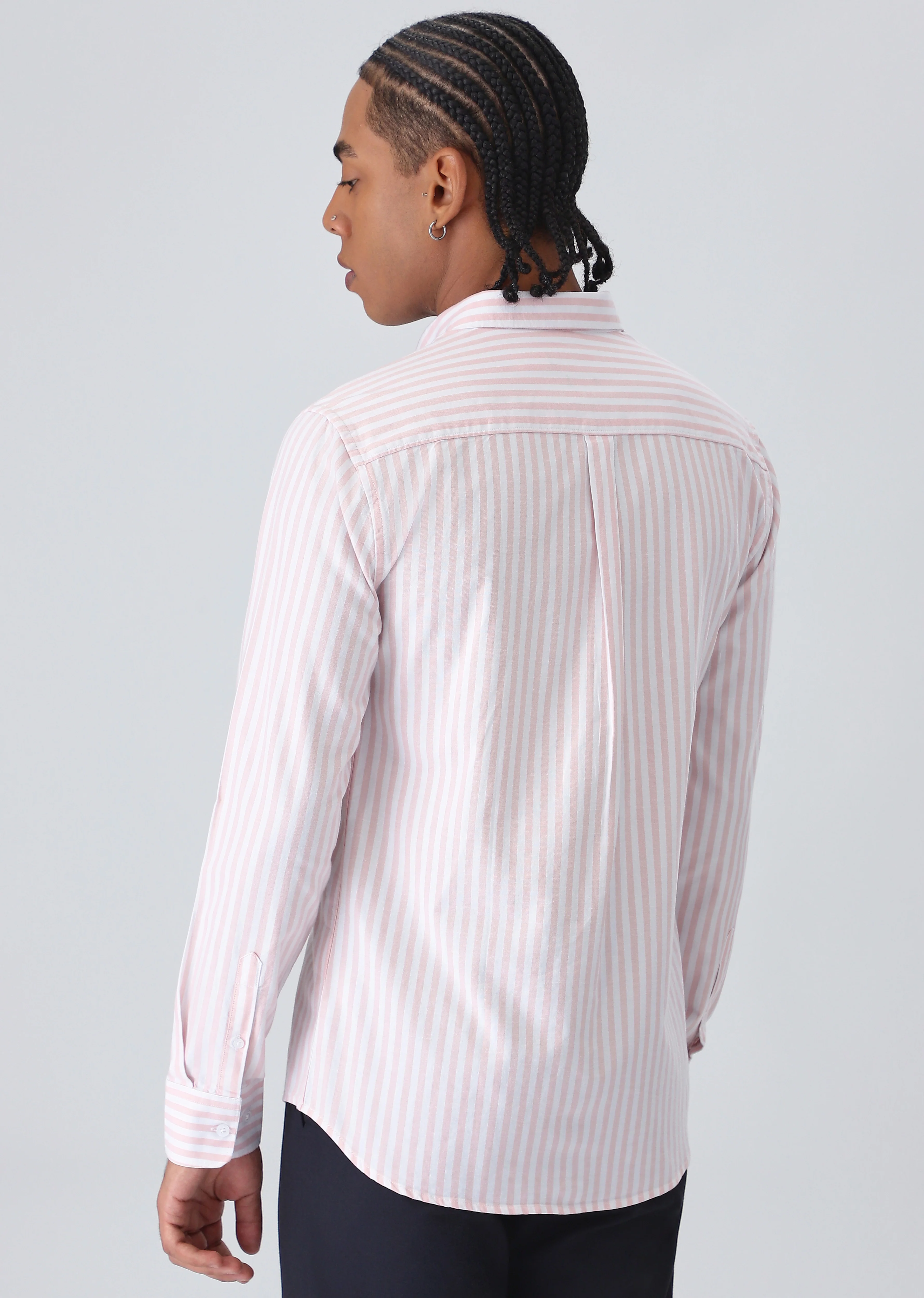Pink Cotton Oxford Stripe Shirt - Image 4
