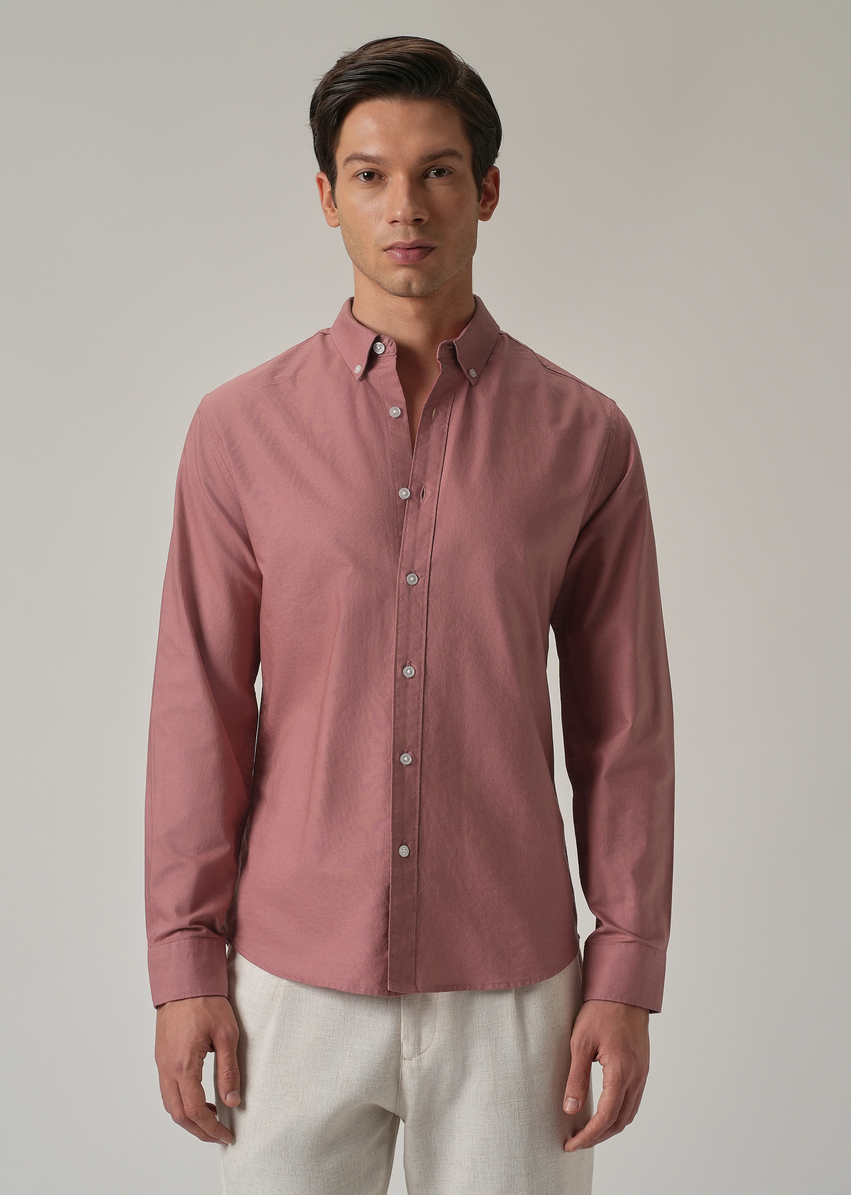 Pink Plain Elbow Patch Oxford Shirt - Image 4