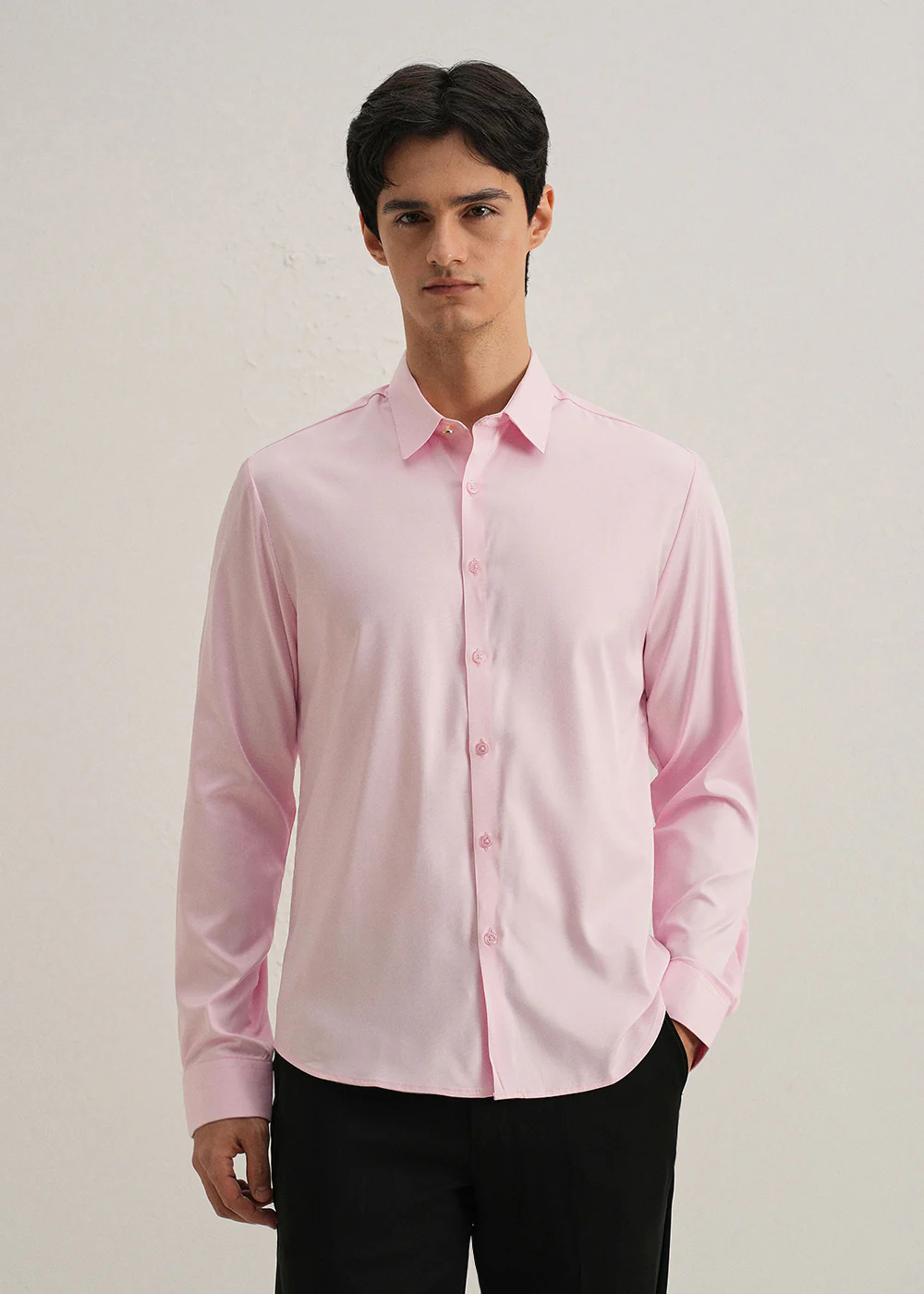 Pink Plain Stitchless Placket Shirt - Image 3