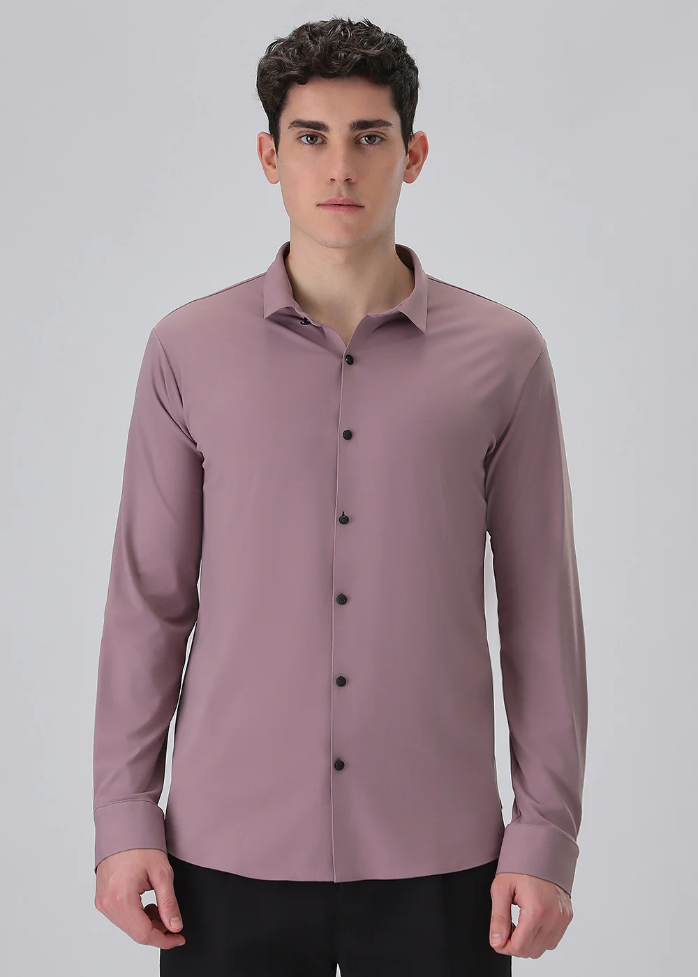 Pink Plain Stitchless Stretch Shirt - Image 3