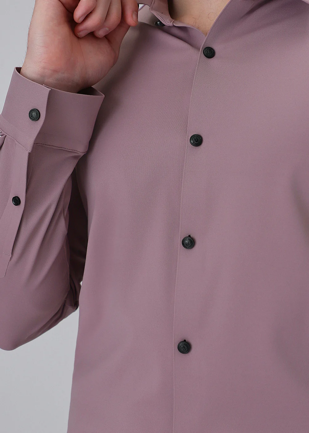 Pink Plain Stitchless Stretch Shirt - Image 5