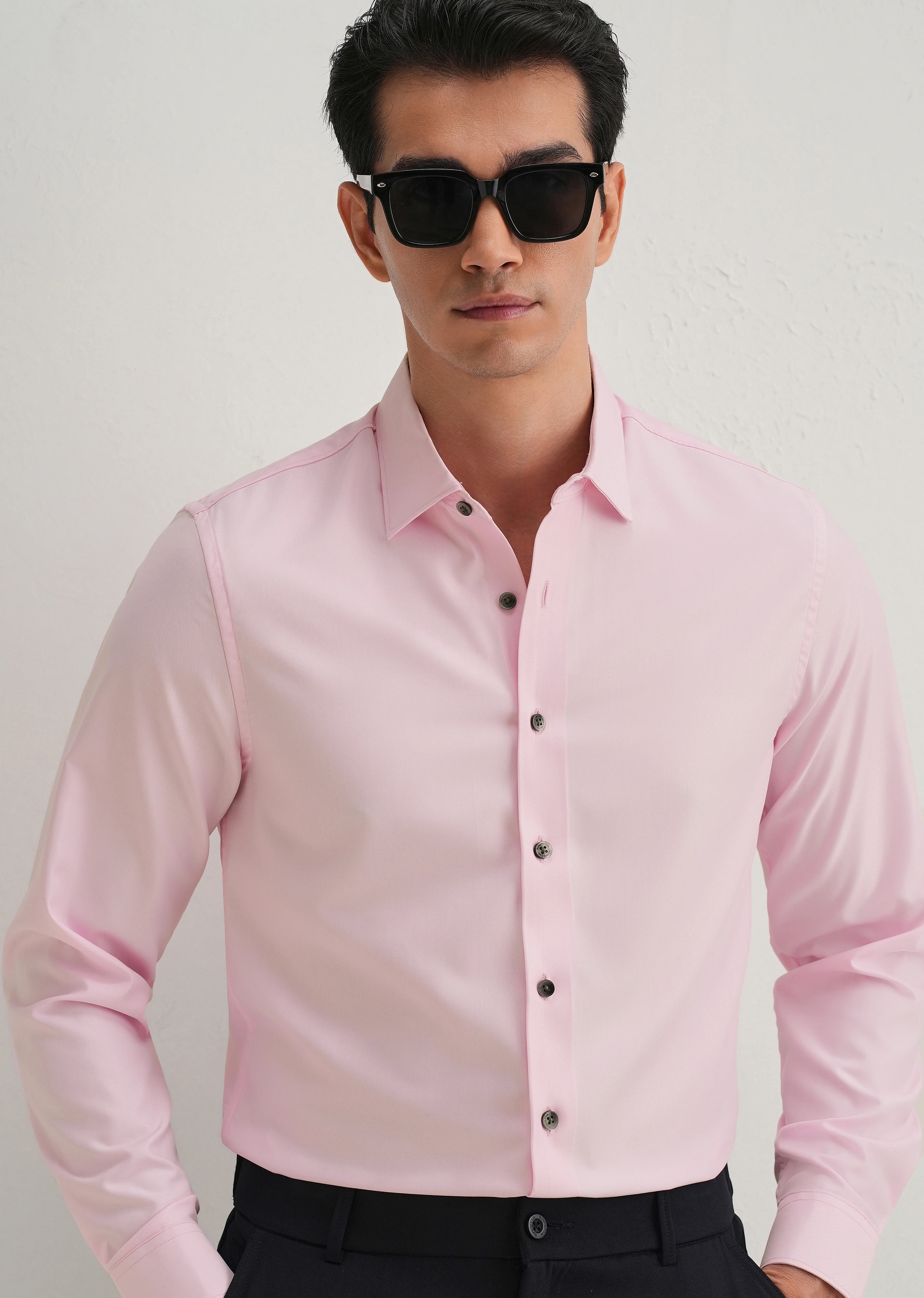 Pink Stitchless Placket Premium Wrinkle-Free Shirt - Image 7