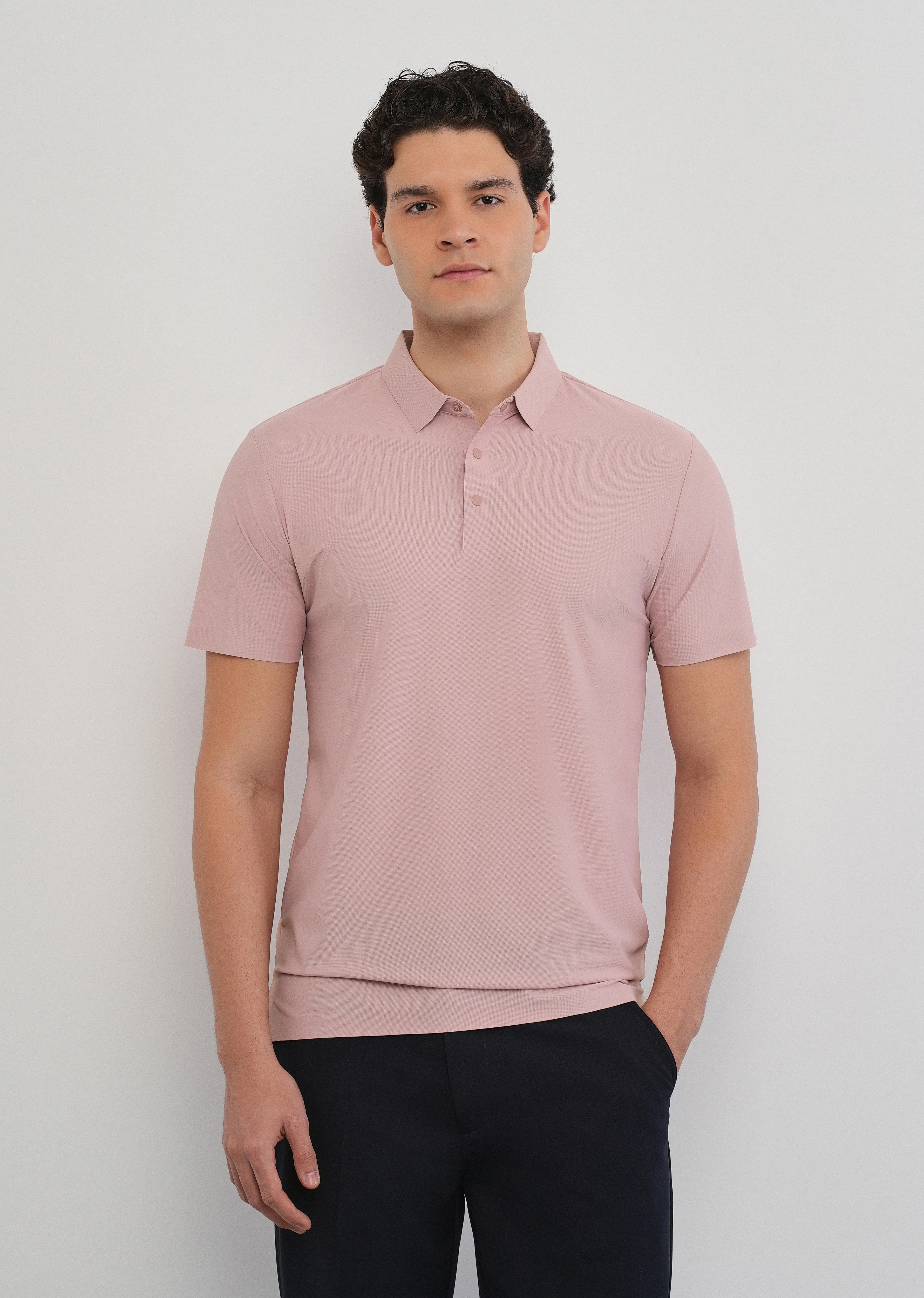 Pink Stitchless Polo Collar T-Shirt - Image 3