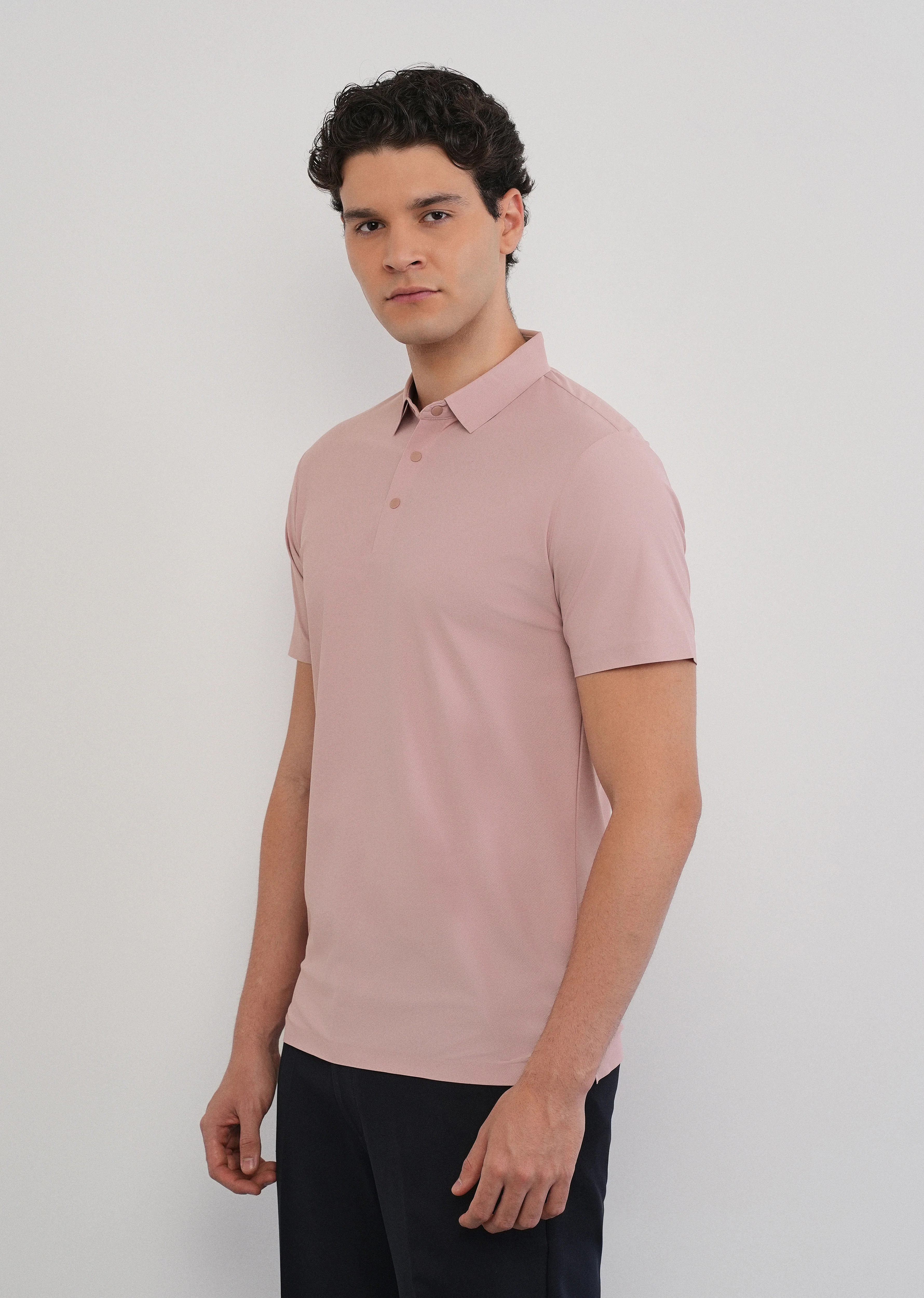 Pink Stitchless Polo Collar T-Shirt - Image 4