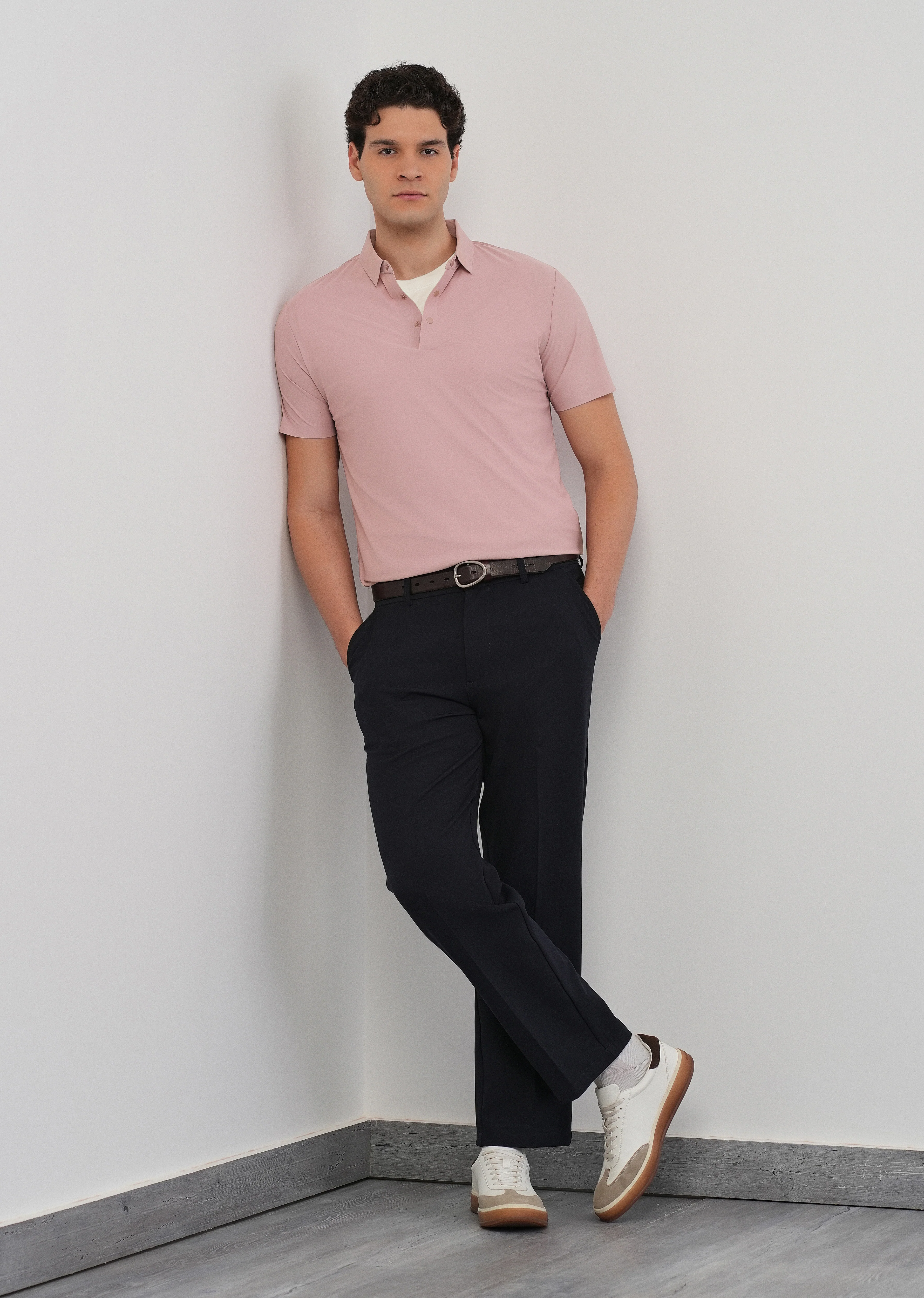 Pink Stitchless Polo Collar T-Shirt - Image 6