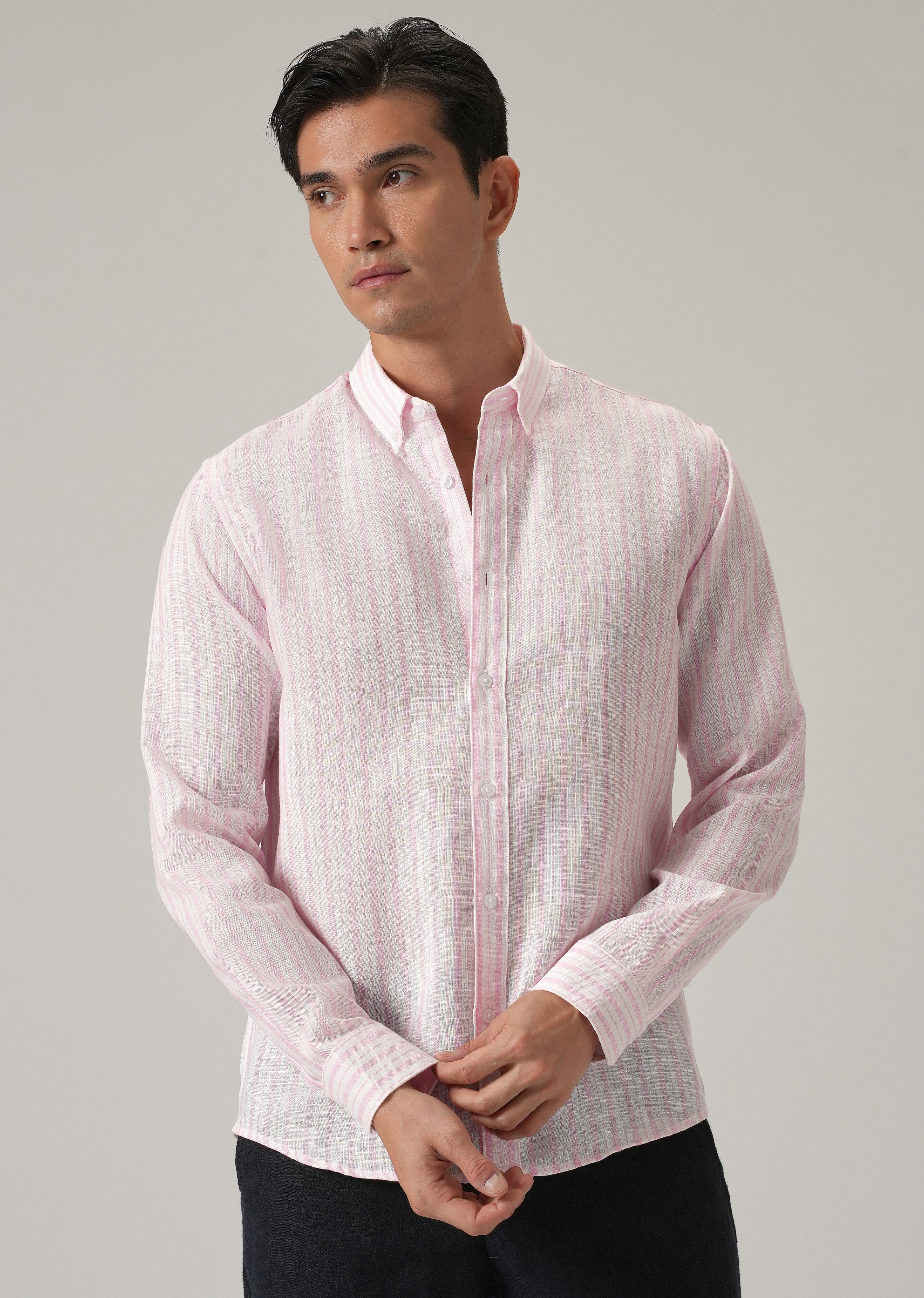 Pink Stripe Linen Shirt - Image 3