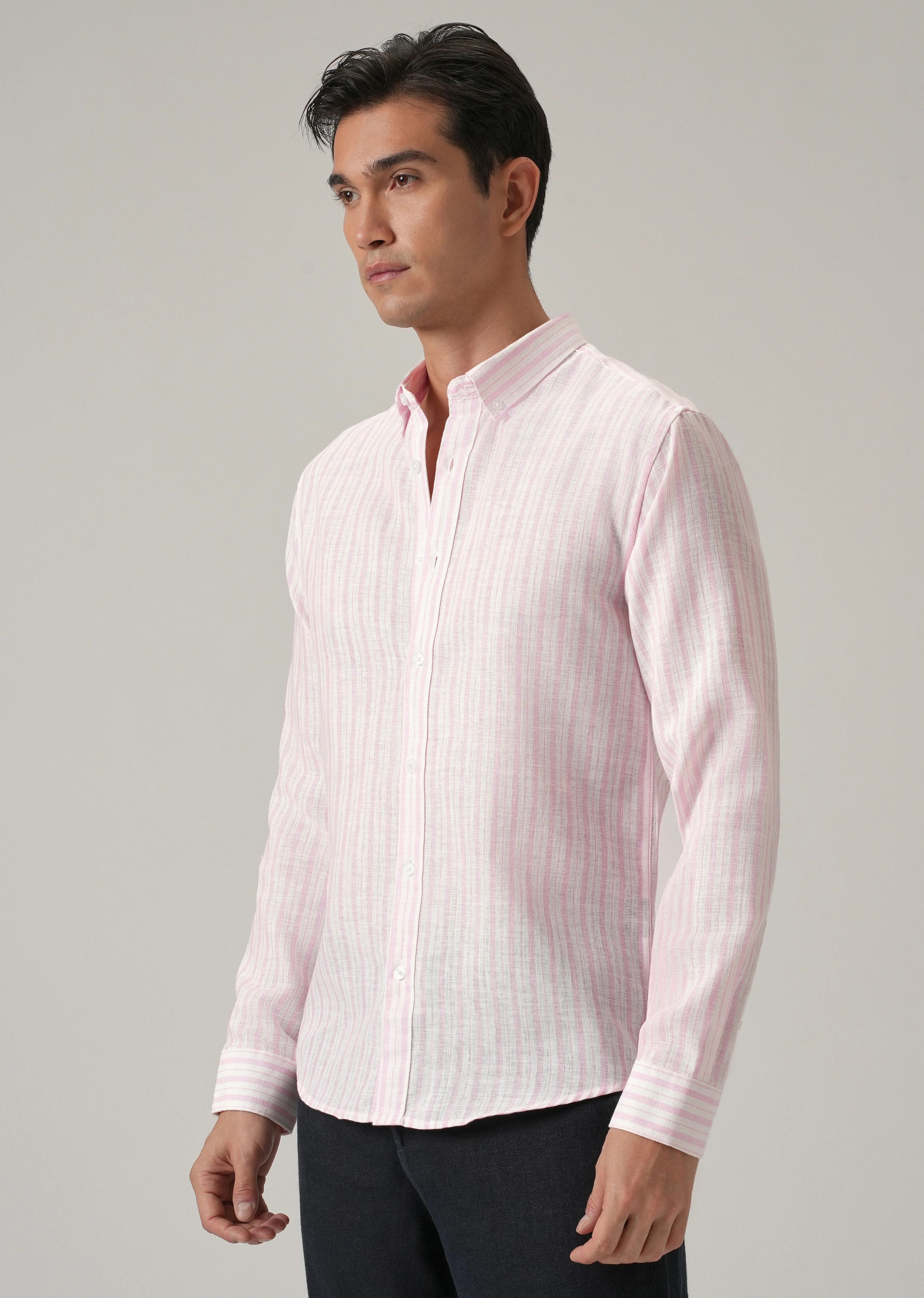 Pink Stripe Linen Shirt - Image 4