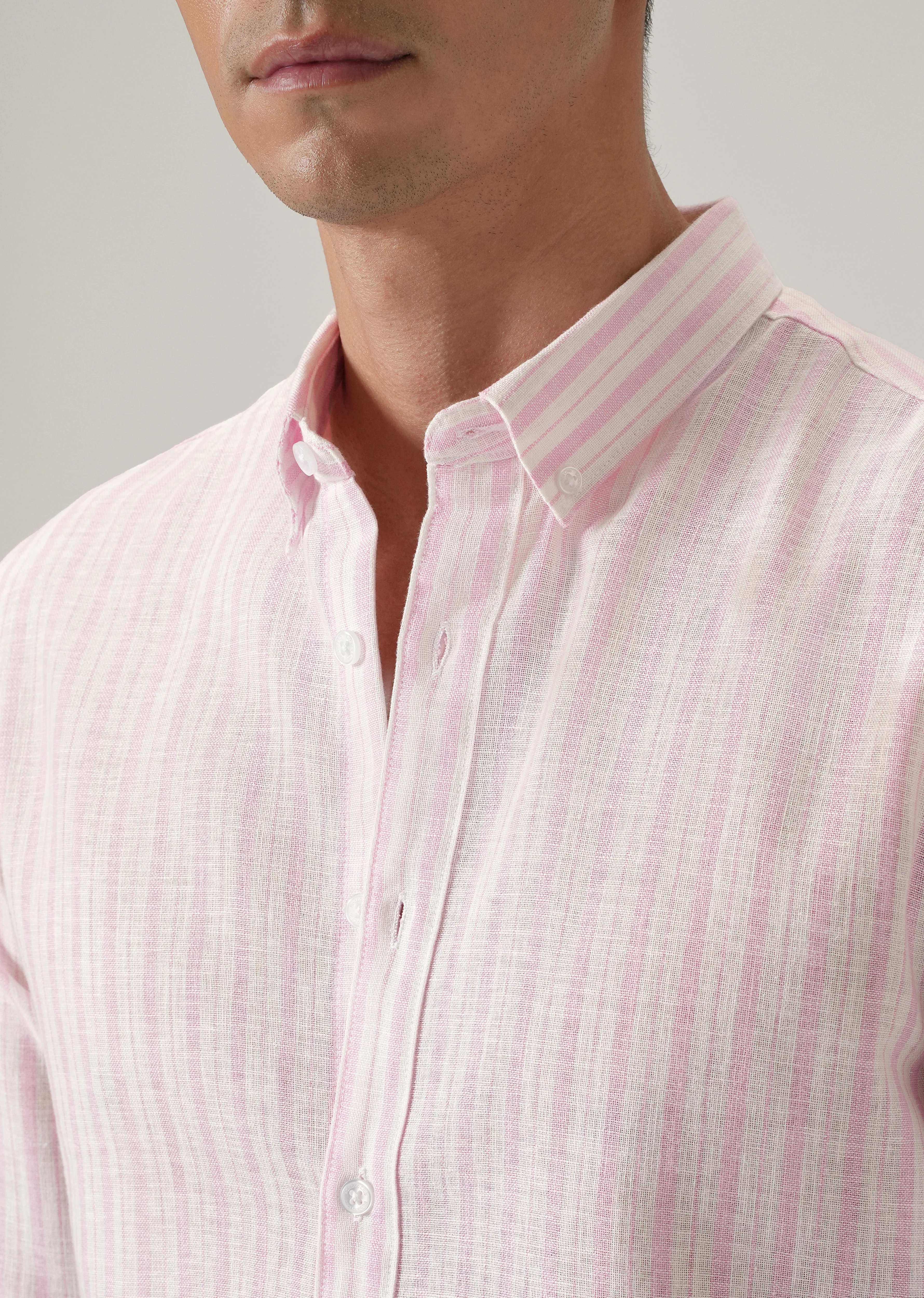 Pink Stripe Linen Shirt - Image 5