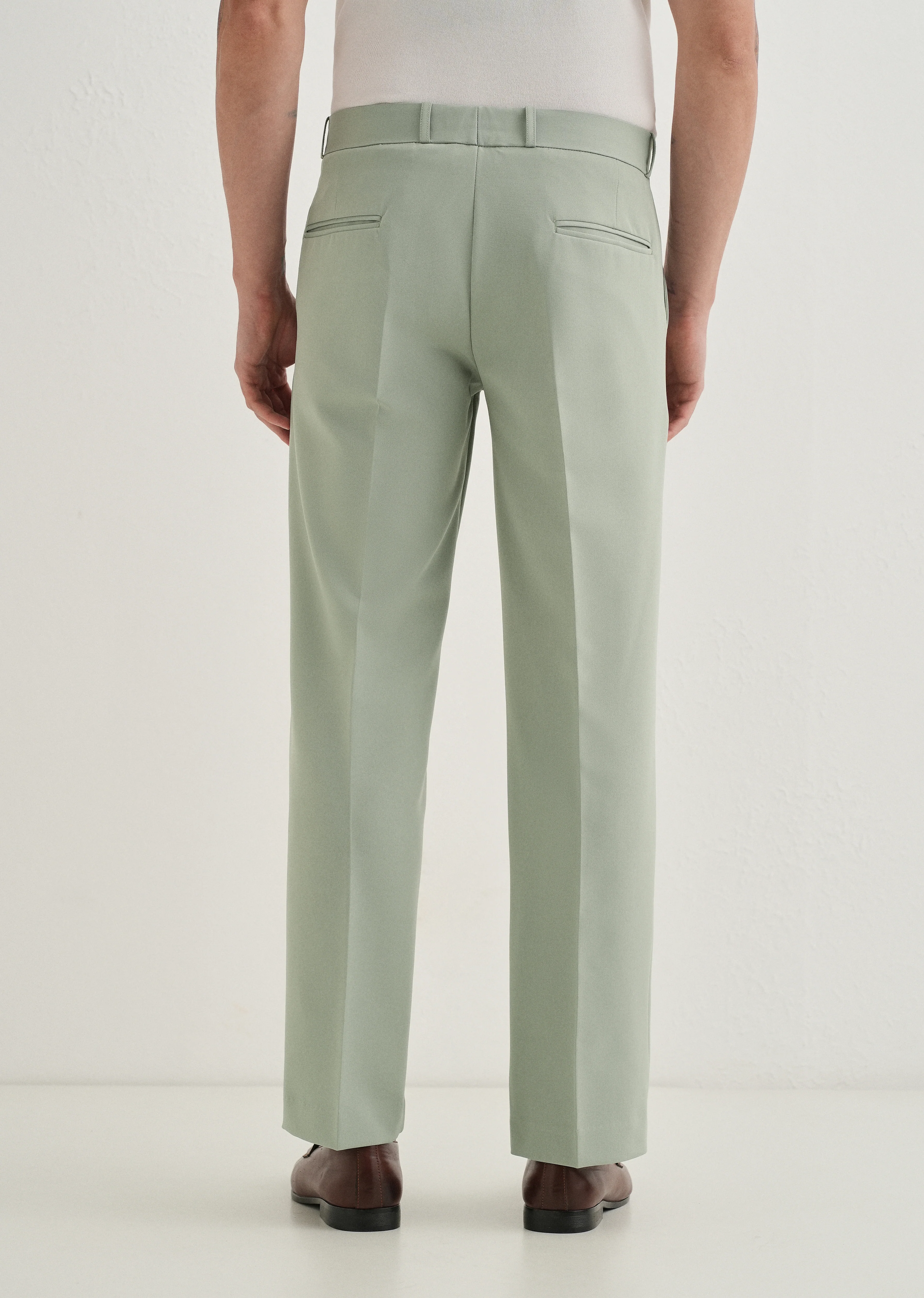 Pistachio Green Button-Tab Pleat Trouser - Image 2
