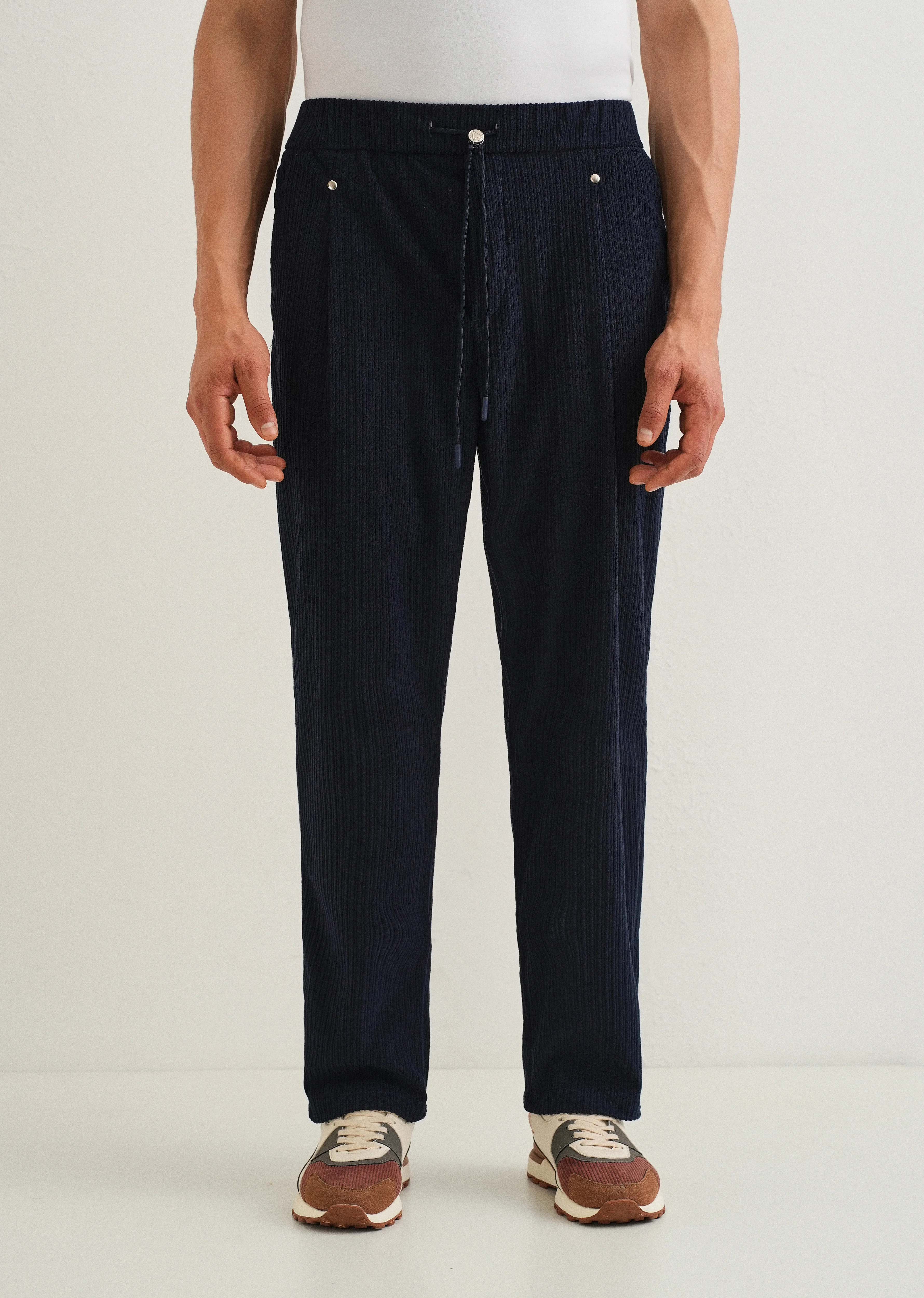 Prussian Blue Drawstring Corduroy Pant - Image 3