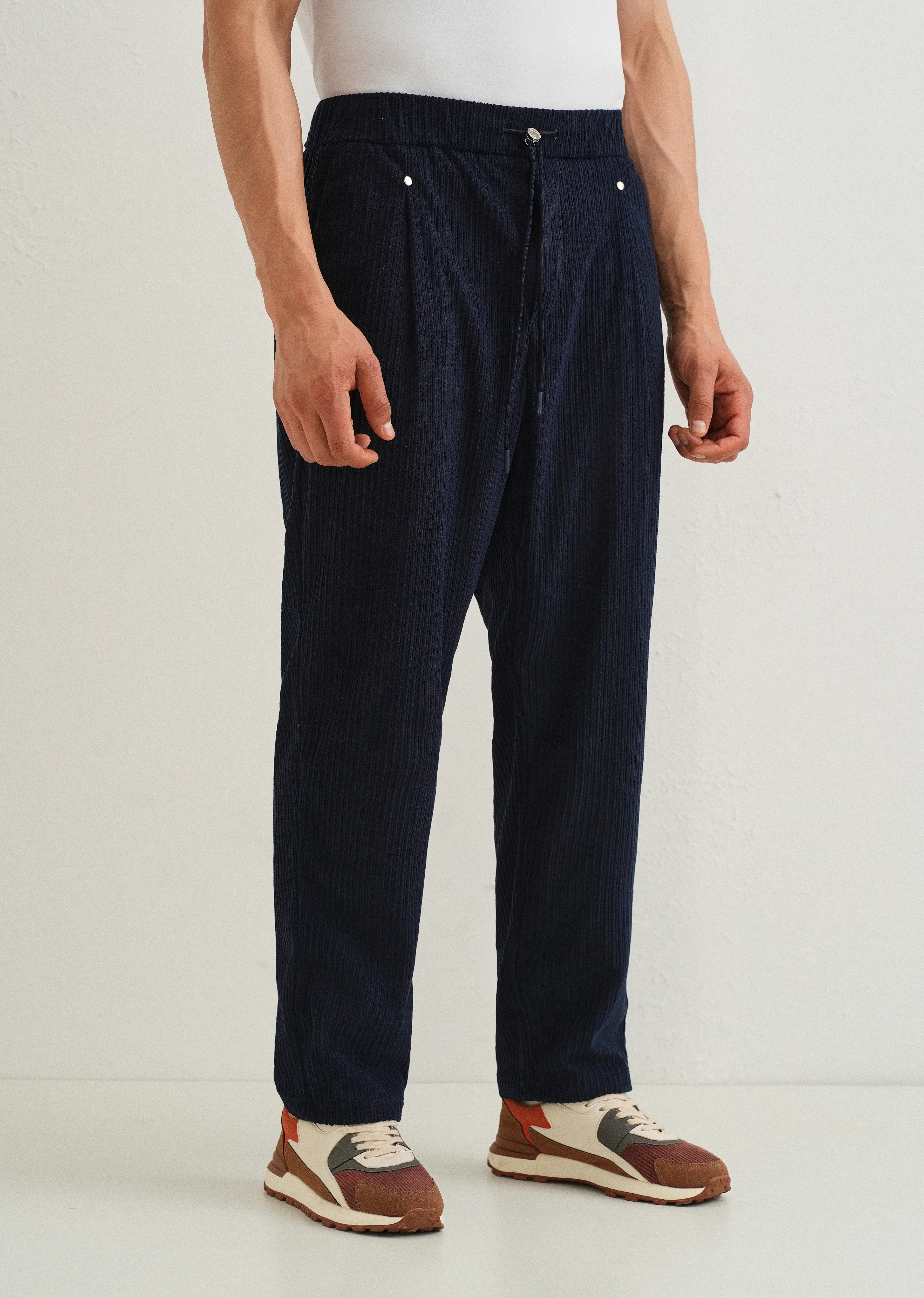 Prussian Blue Drawstring Corduroy Pant - Image 4