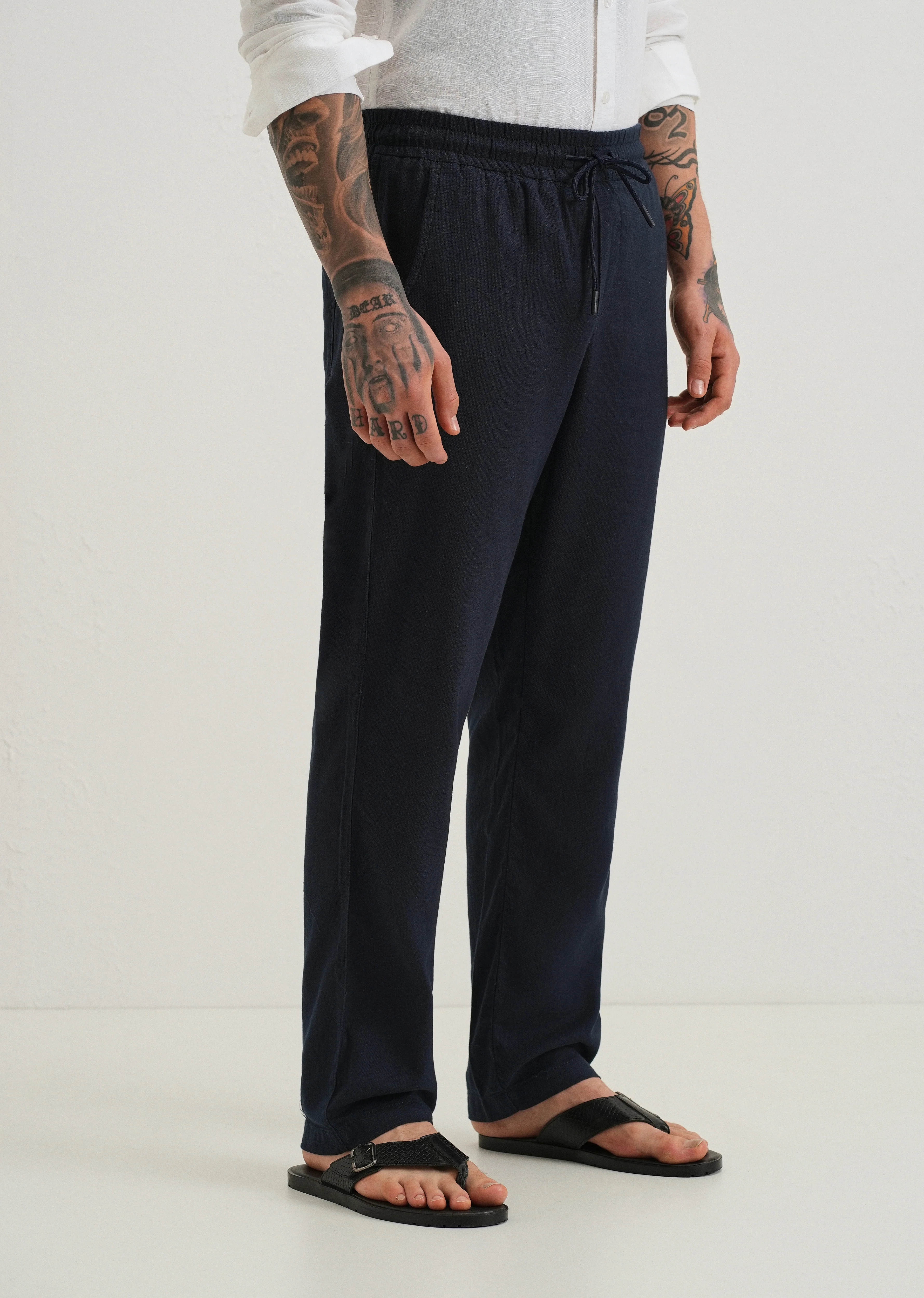 Prussian Blue Textured Pants - Image 4