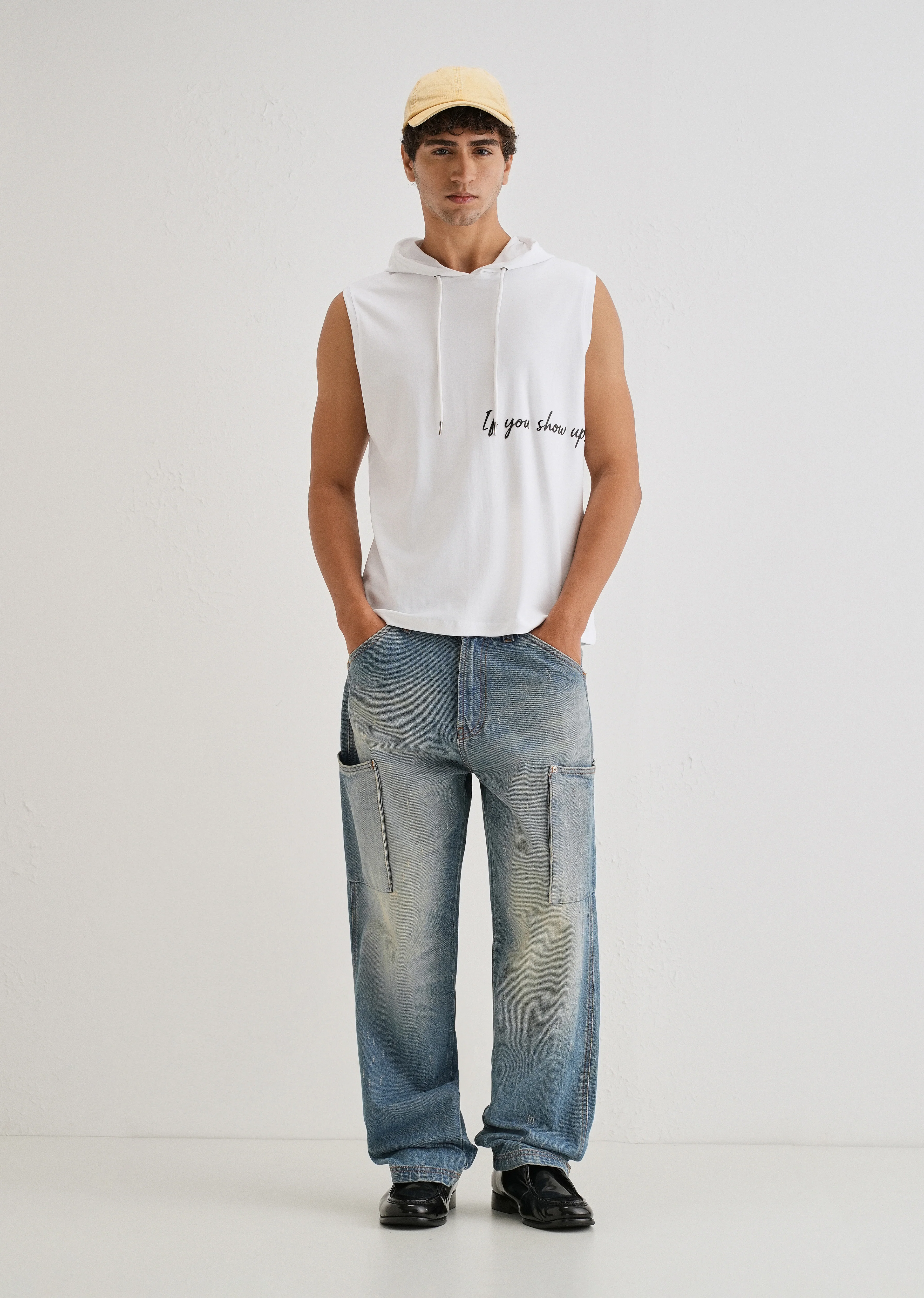 Pure White Typography Printed Hoodie Tank - Image 7