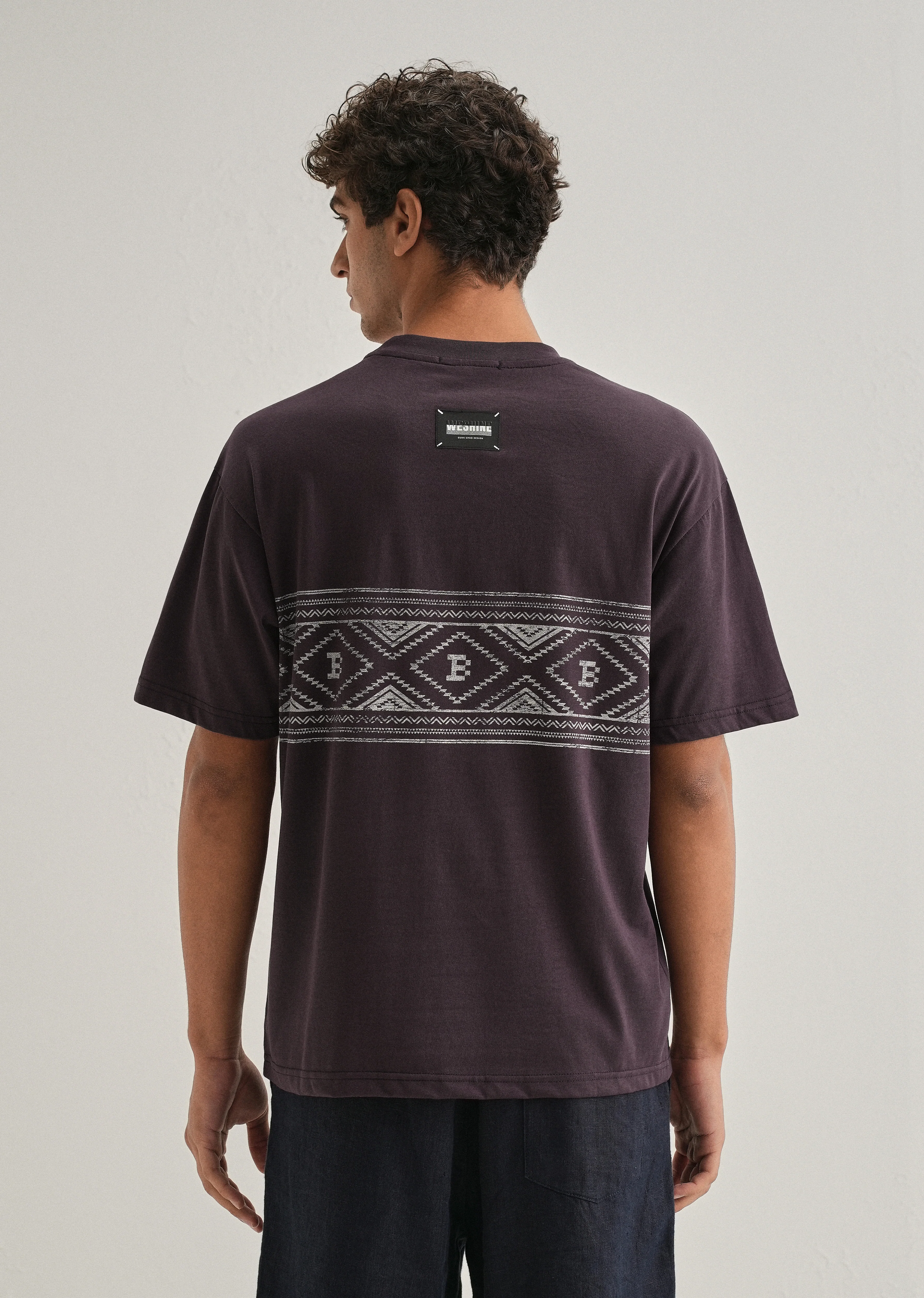 Purple Aztec Printed Oversized T-shirt - Image 4