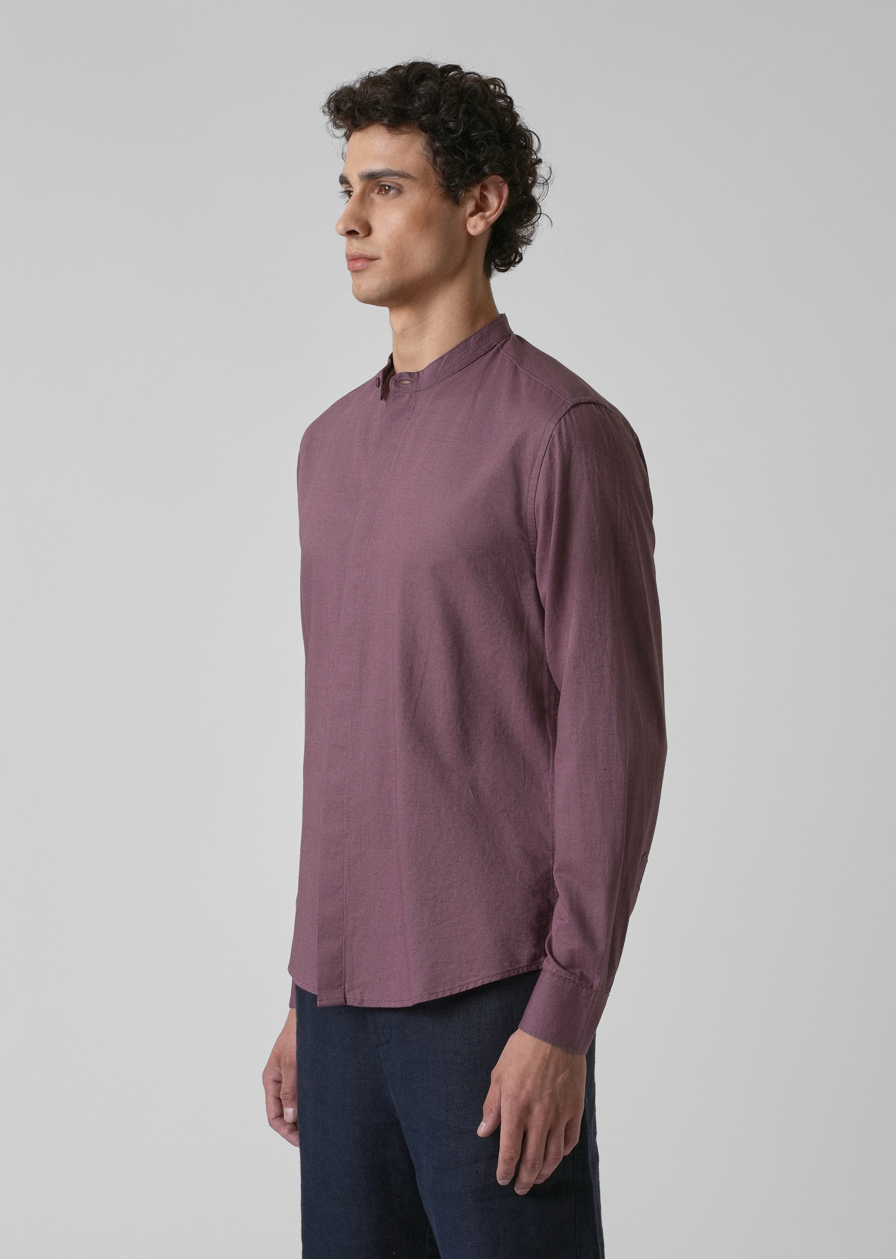 Purple Cotton Linen Shirt - Image 4