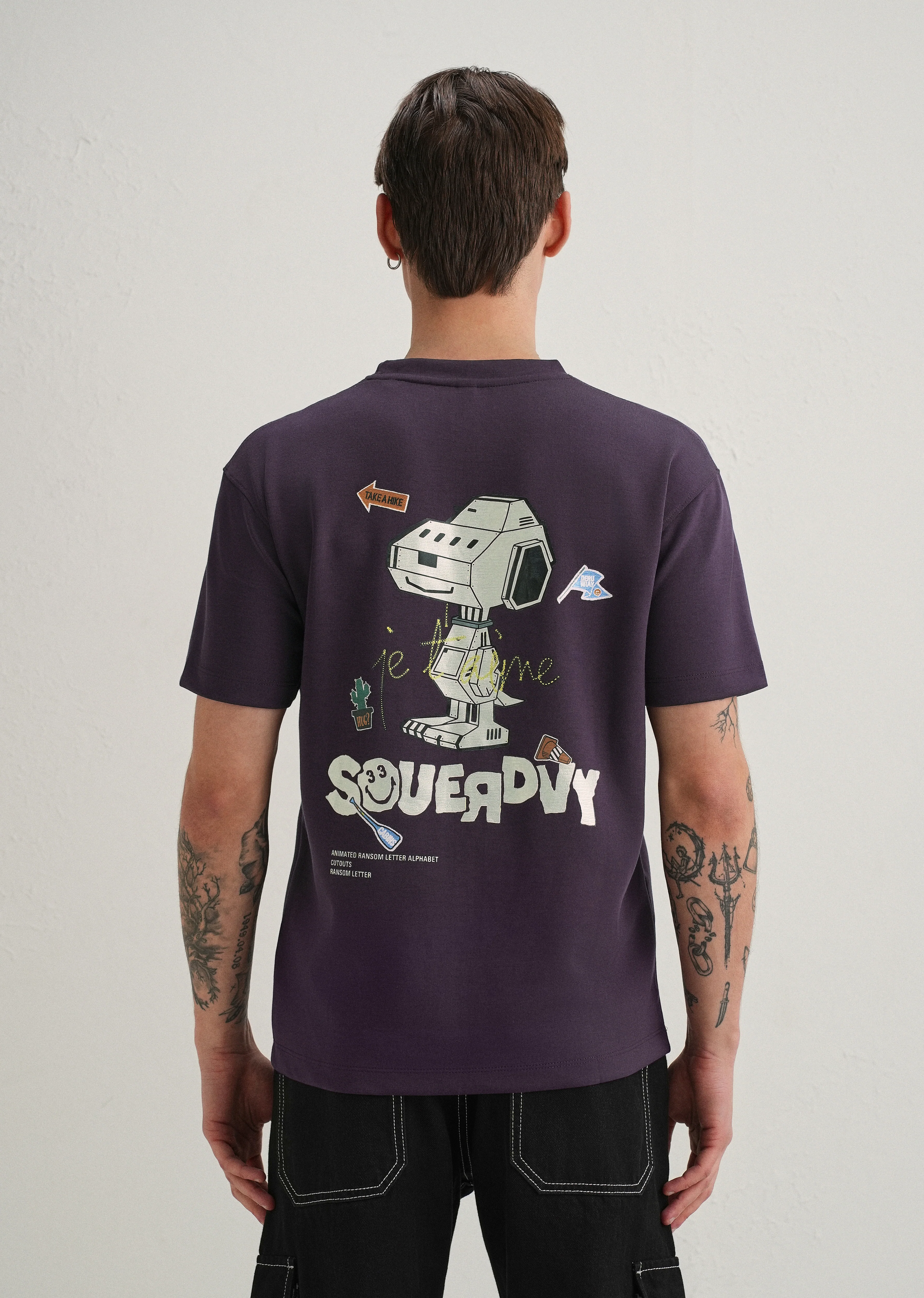 Purple Graphic Back Print T-Shirt - Image 3