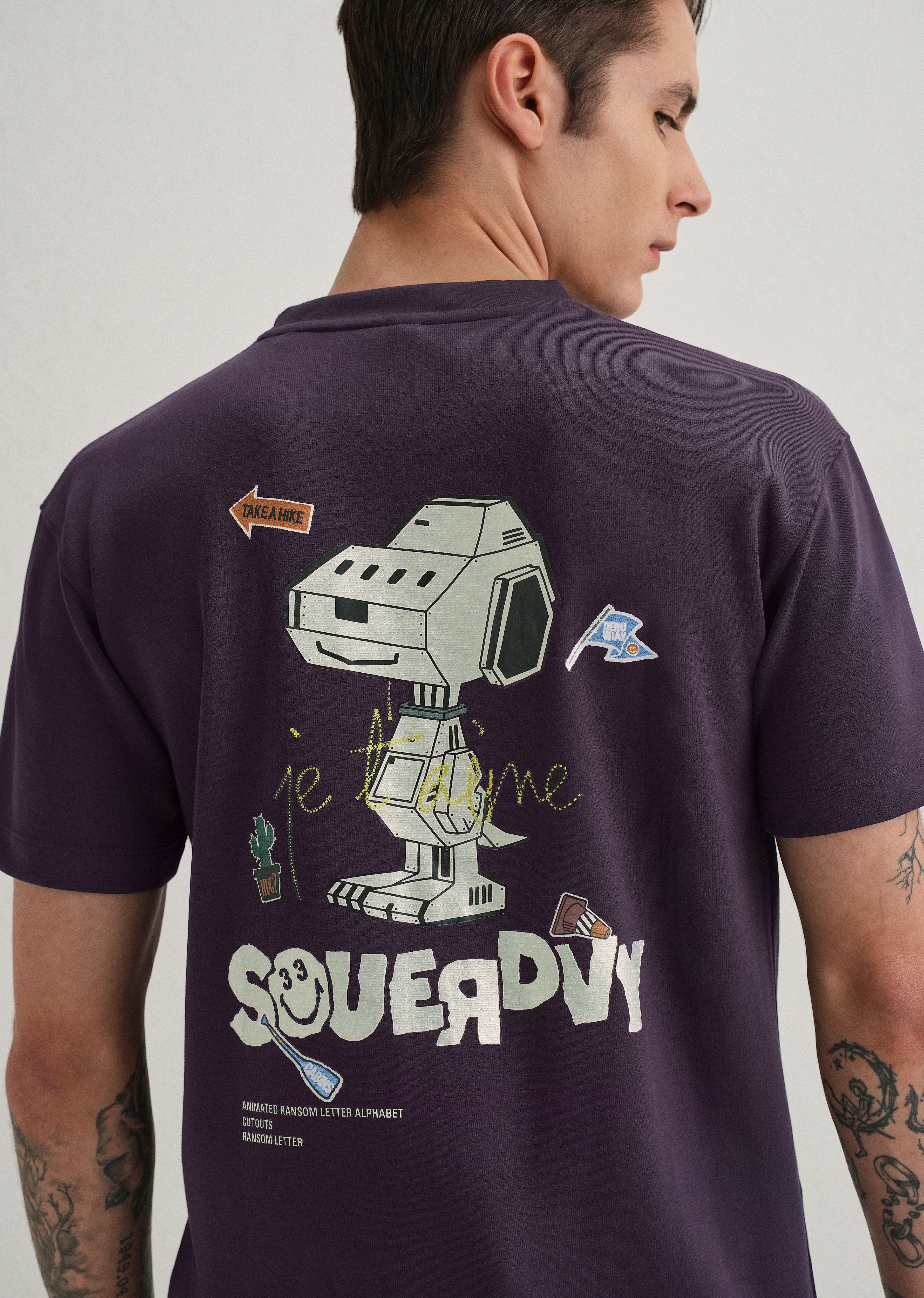 Purple Graphic Back Print T-Shirt - Image 6