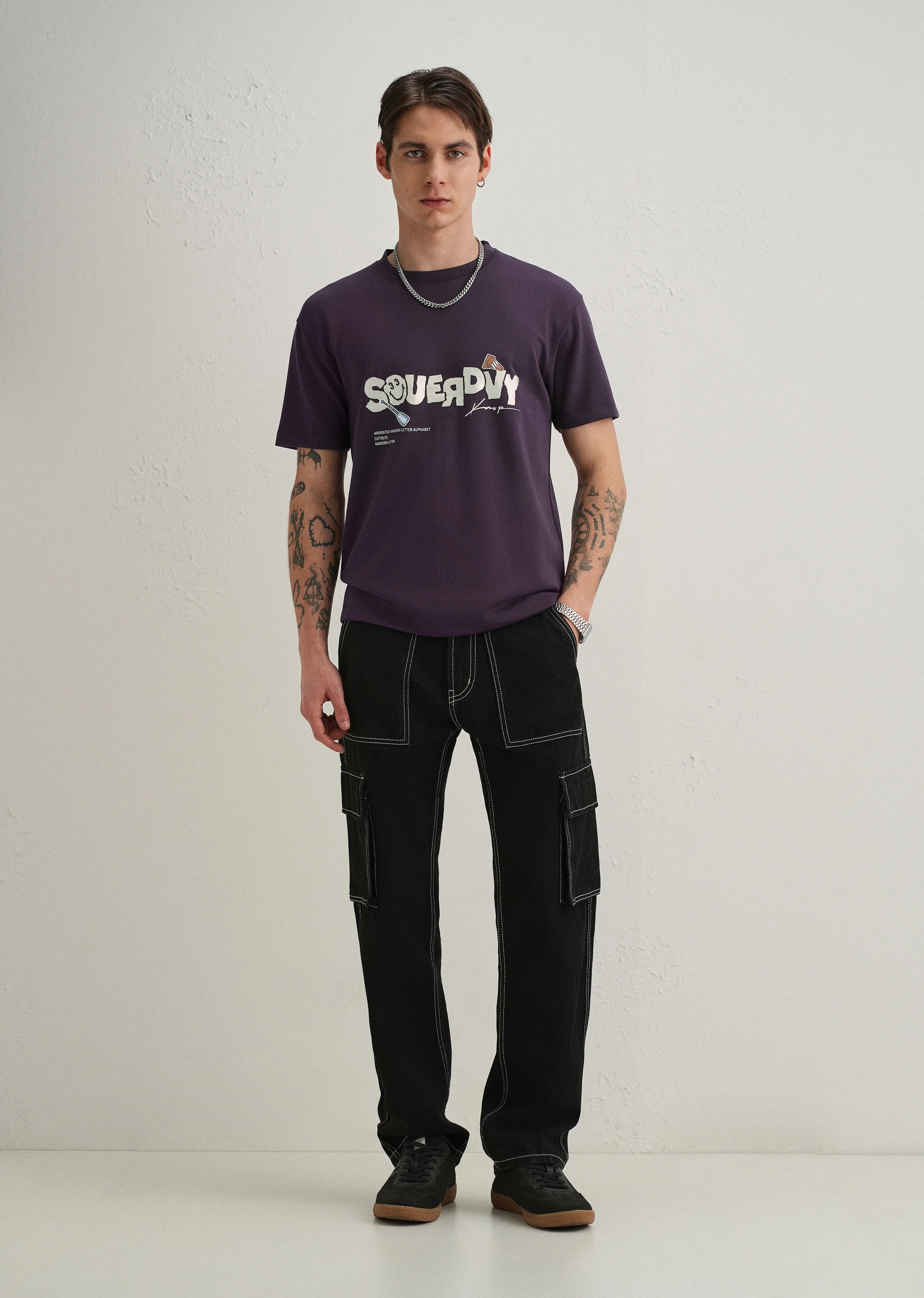 Purple Graphic Back Print T-Shirt - Image 7