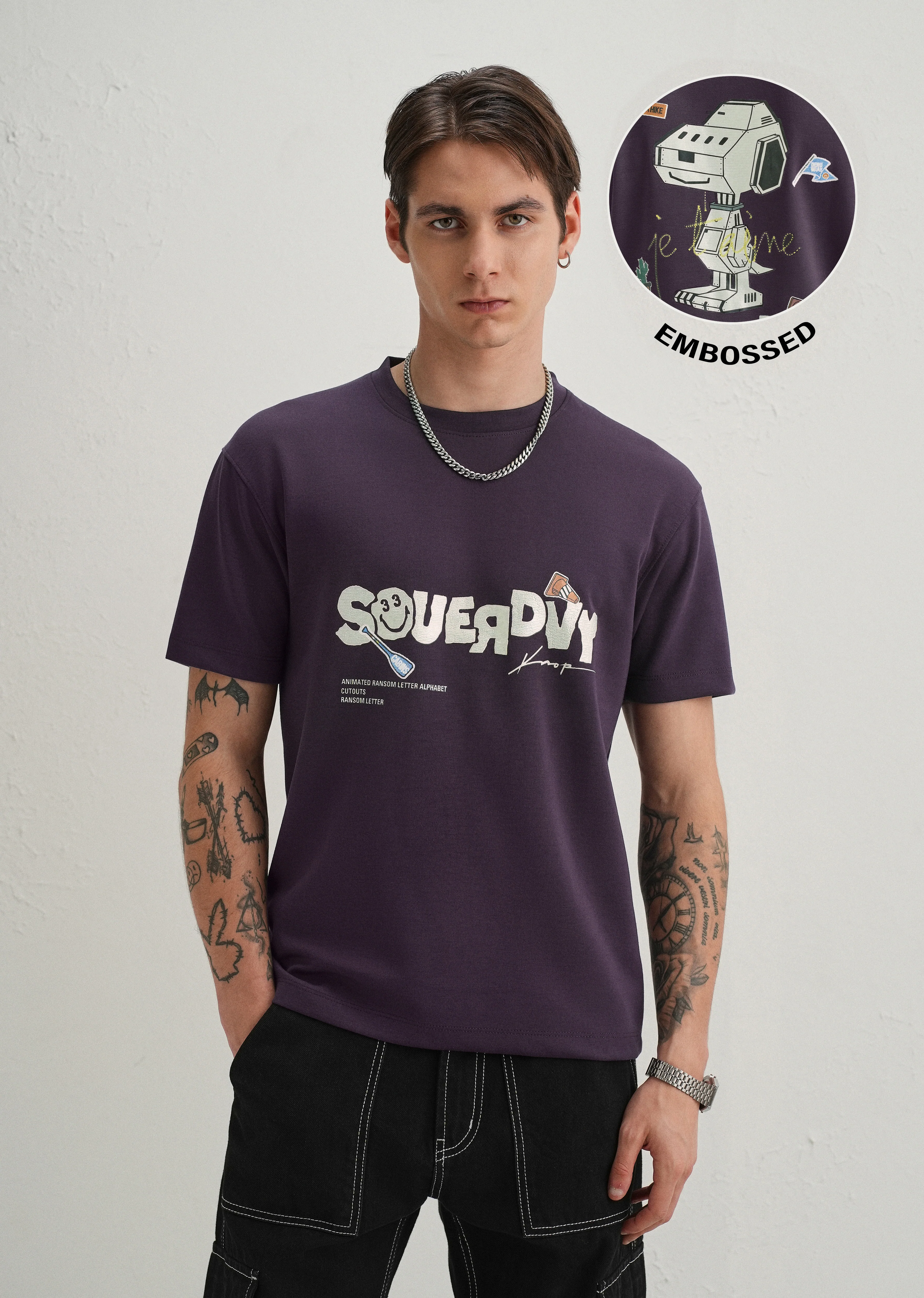 Purple Graphic Back Print T-Shirt - Image 8