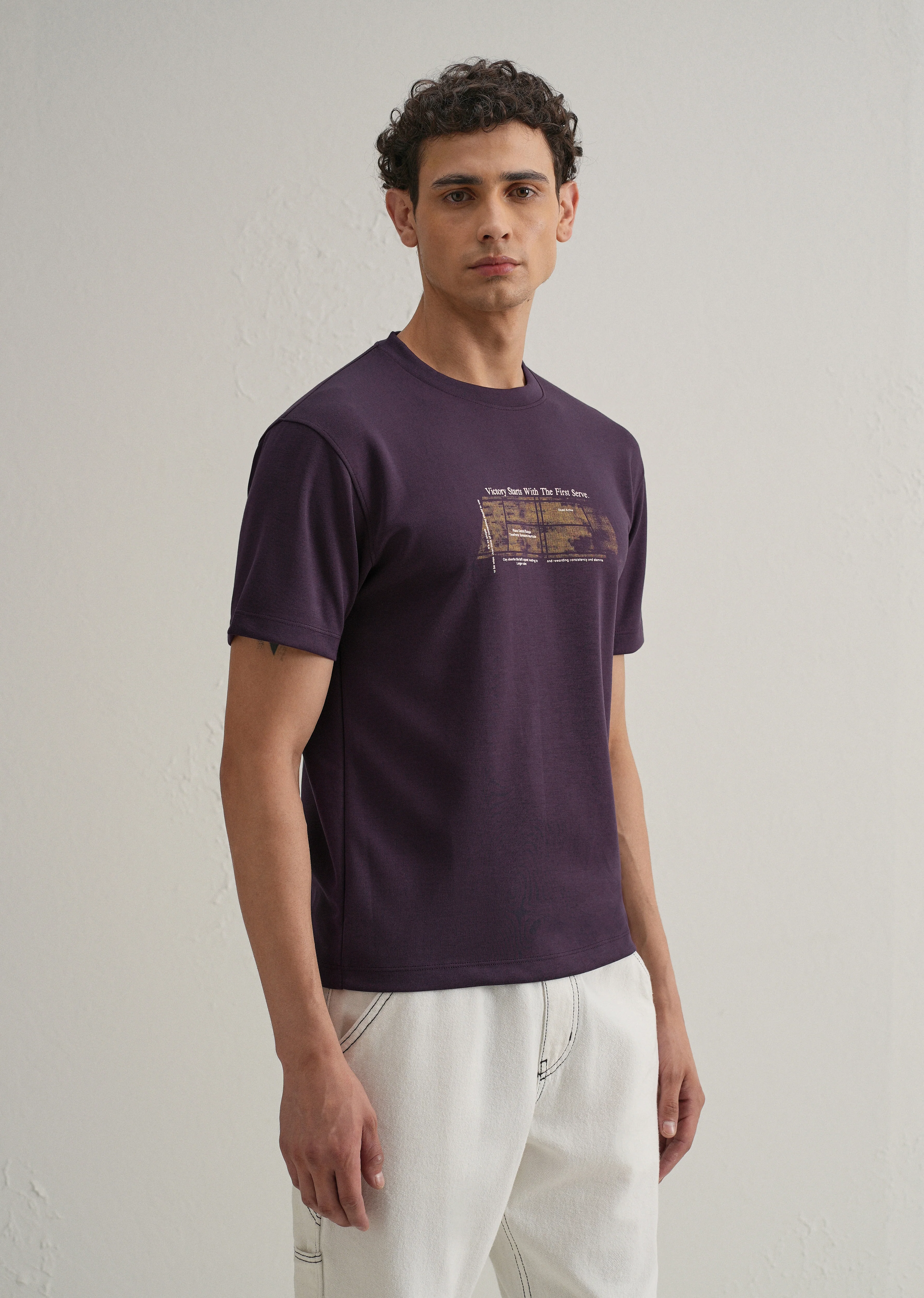 Purple Graphic Printed T-shirt - Image 4