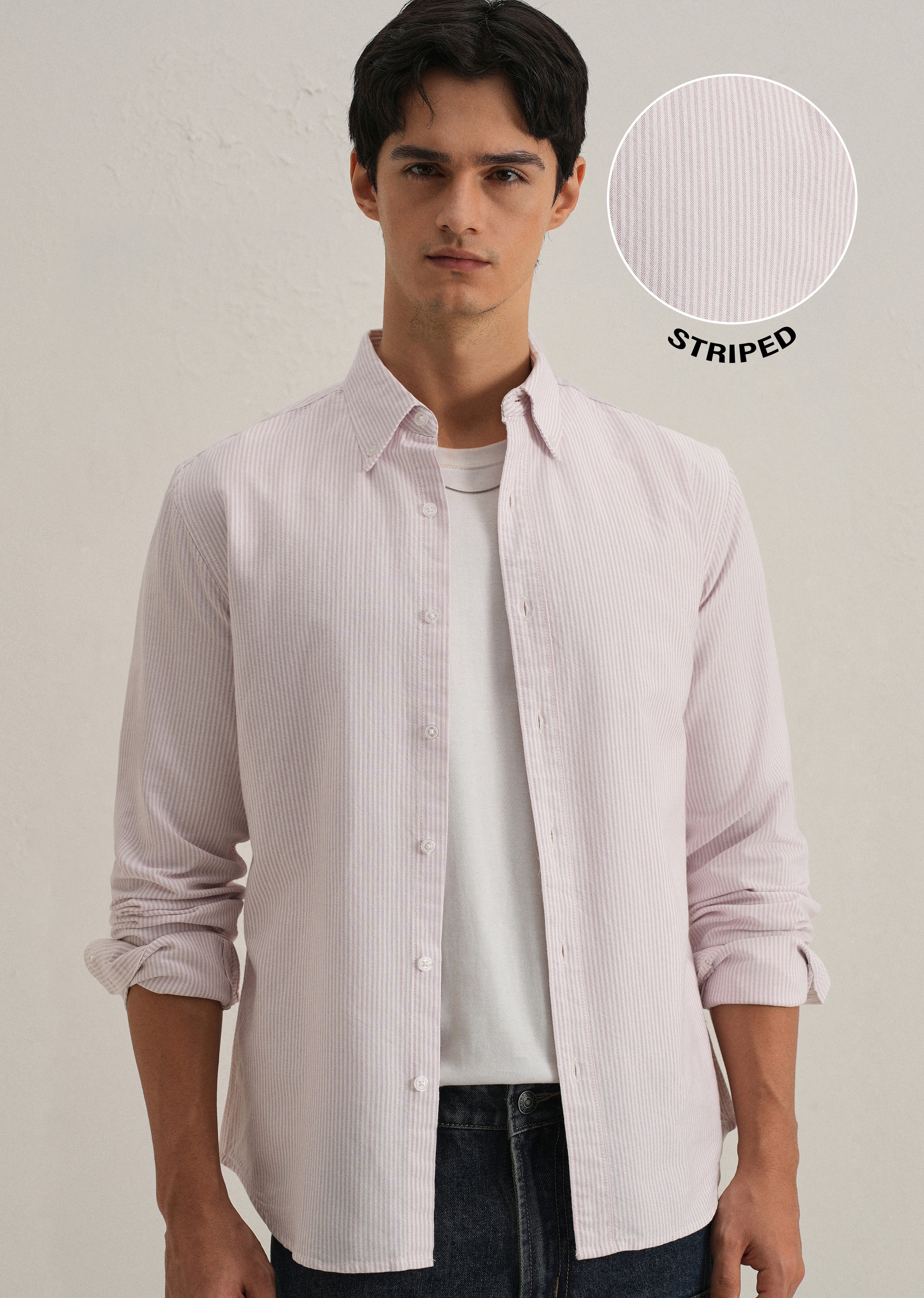 Purple Vertical Striped Cotton Shirt - Image 7