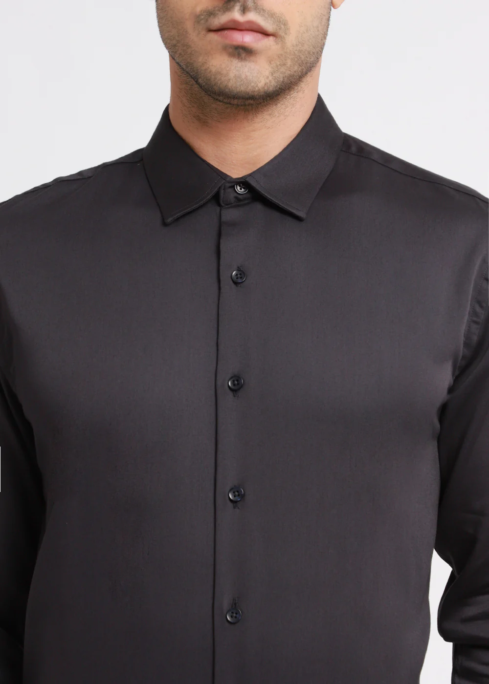 Quarry Gray Plain Satin Shirt - Image 2