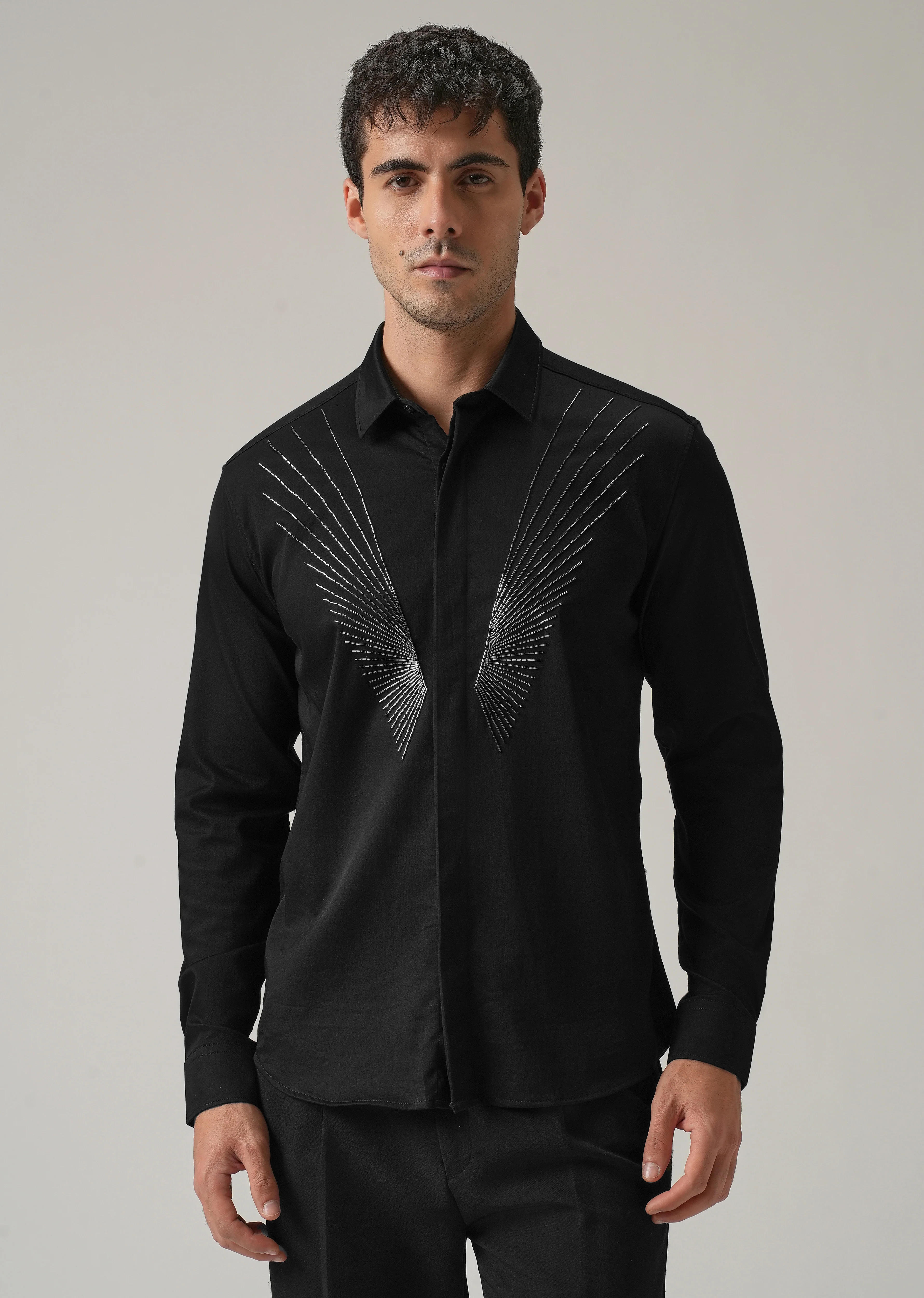 Radiant Handwork Black Designer Shirt - Image 3