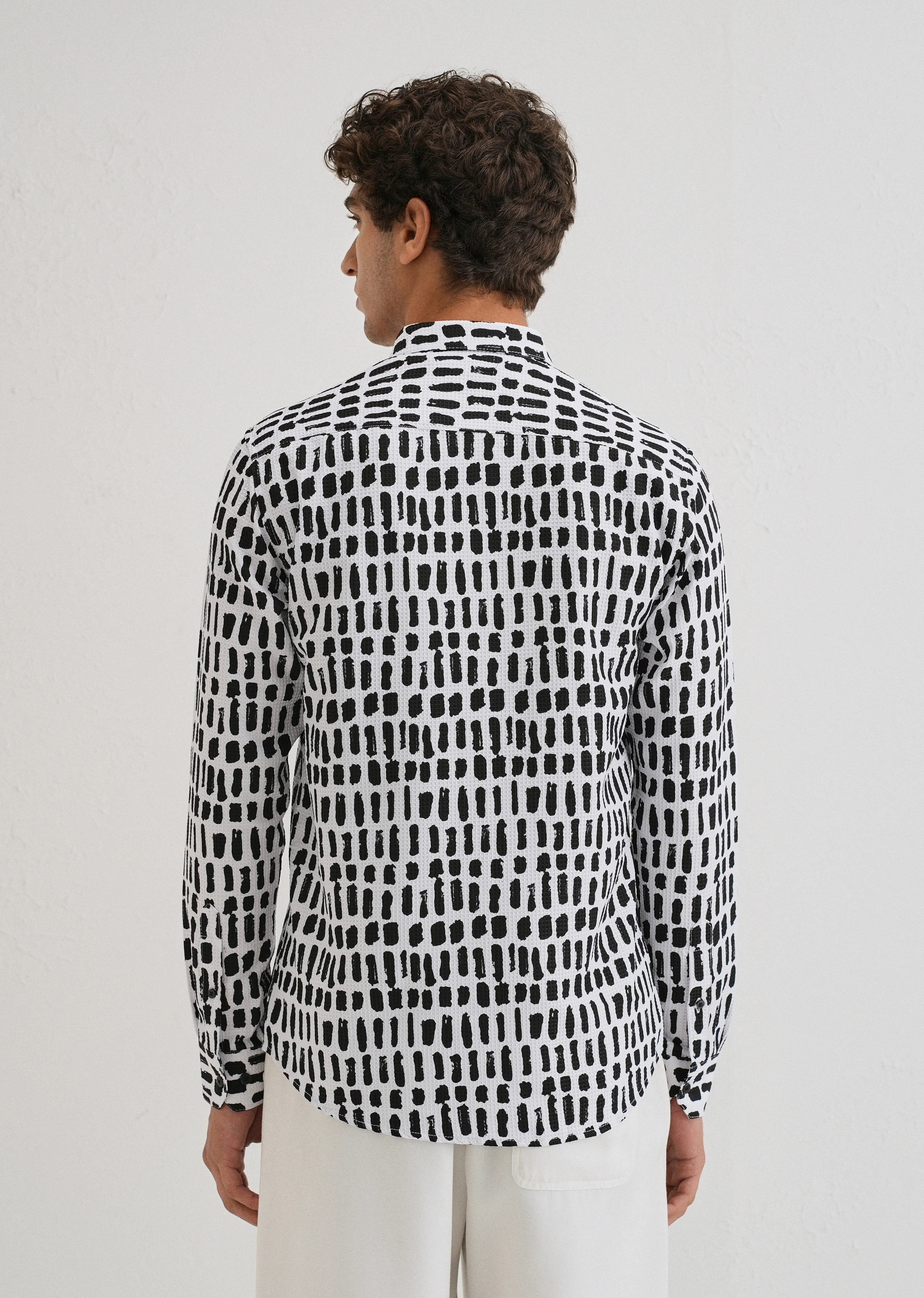 Rectangular Brushed Waffle Dobby White Shirt - Image 2