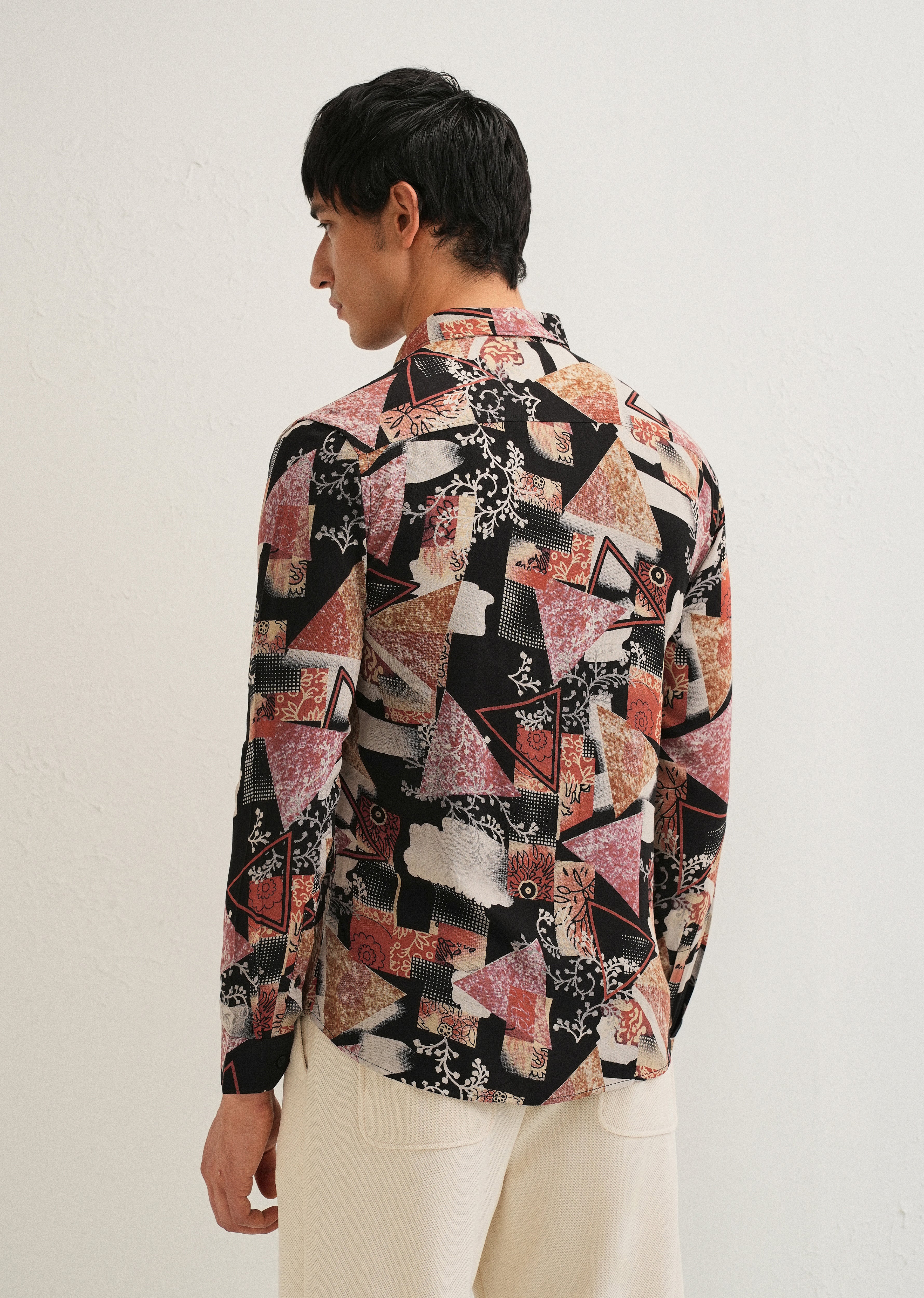 Red Abstract Feather Shirt - Image 2