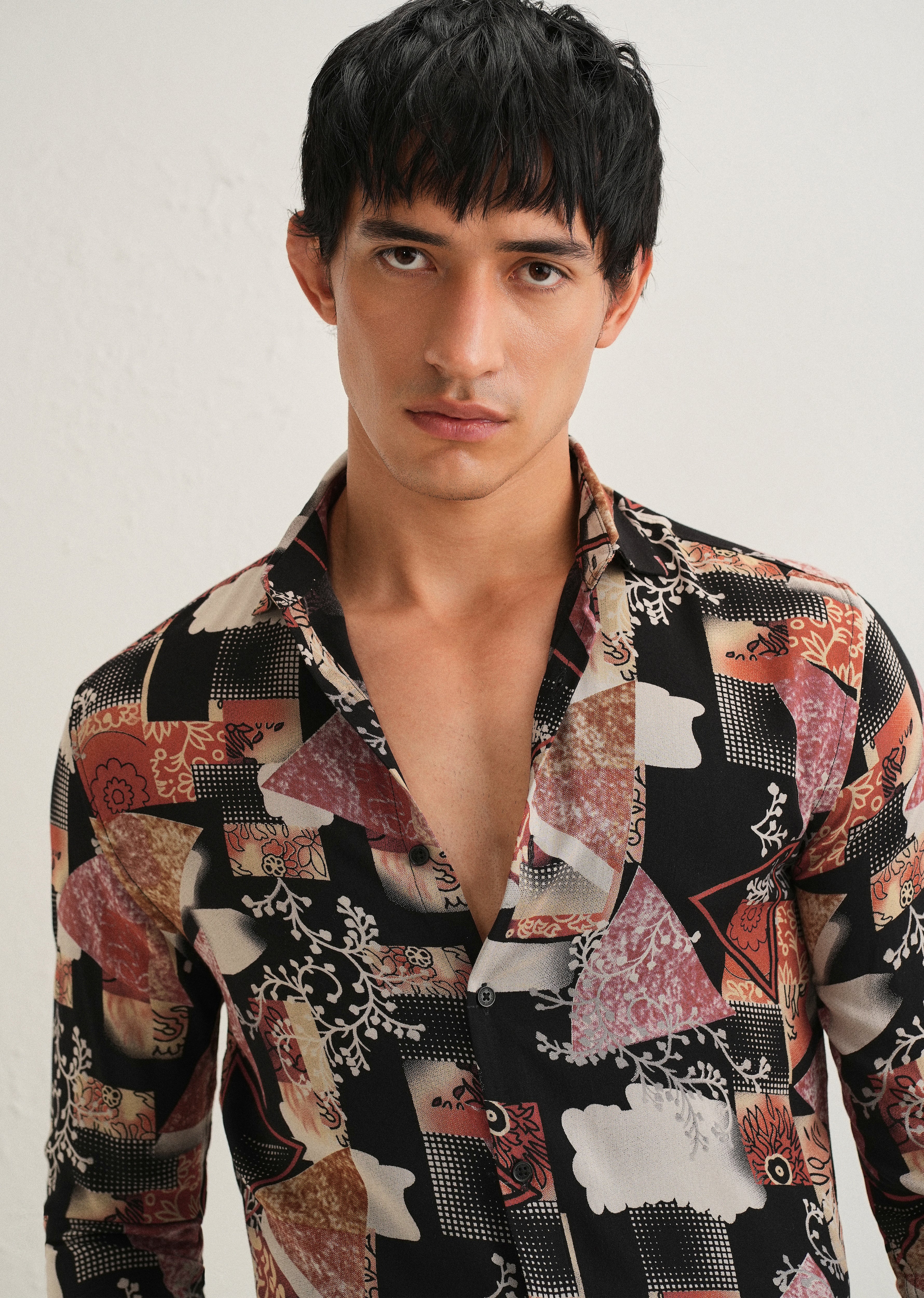 Red Abstract Feather Shirt - Image 5