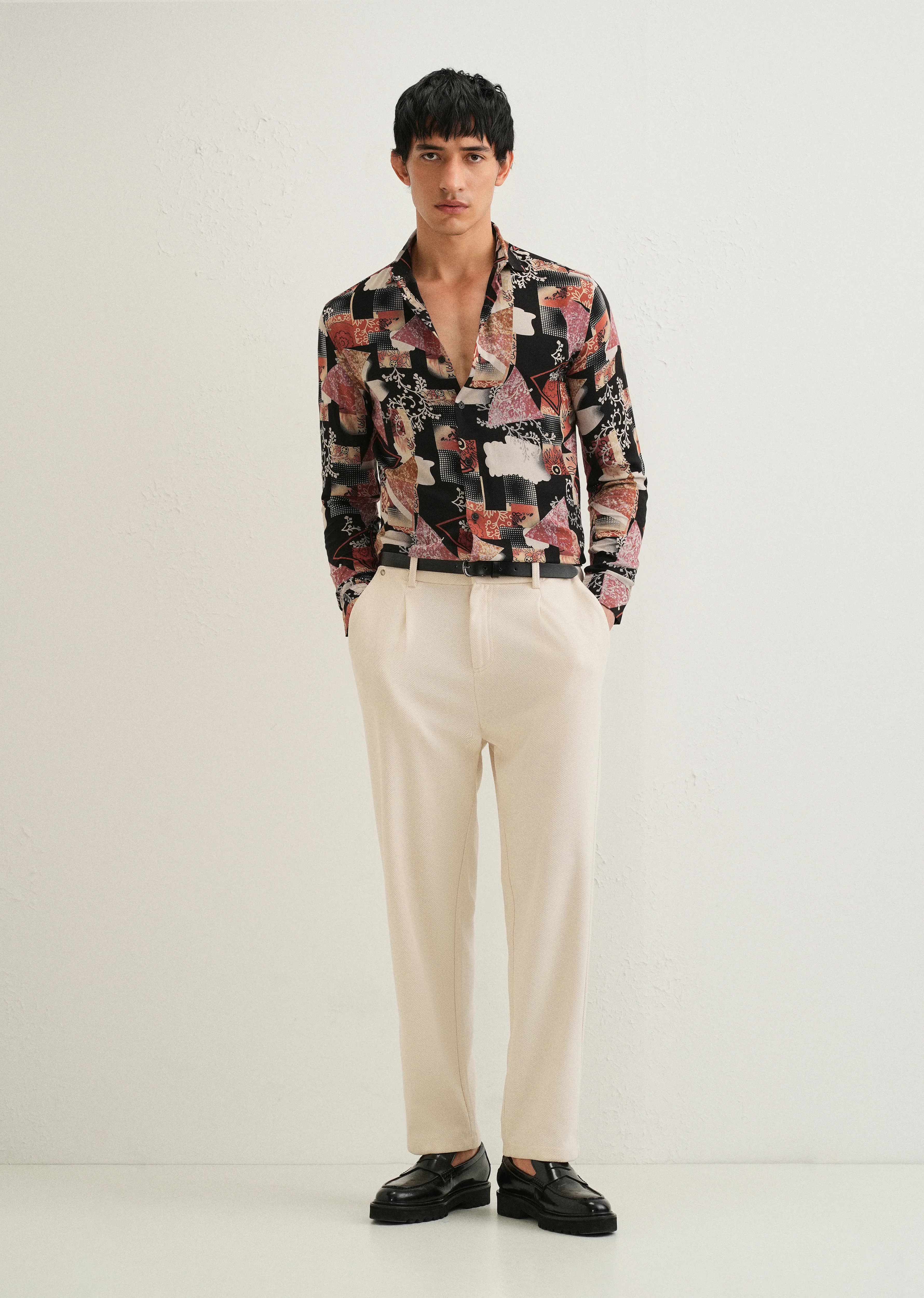 Red Abstract Feather Shirt - Image 6