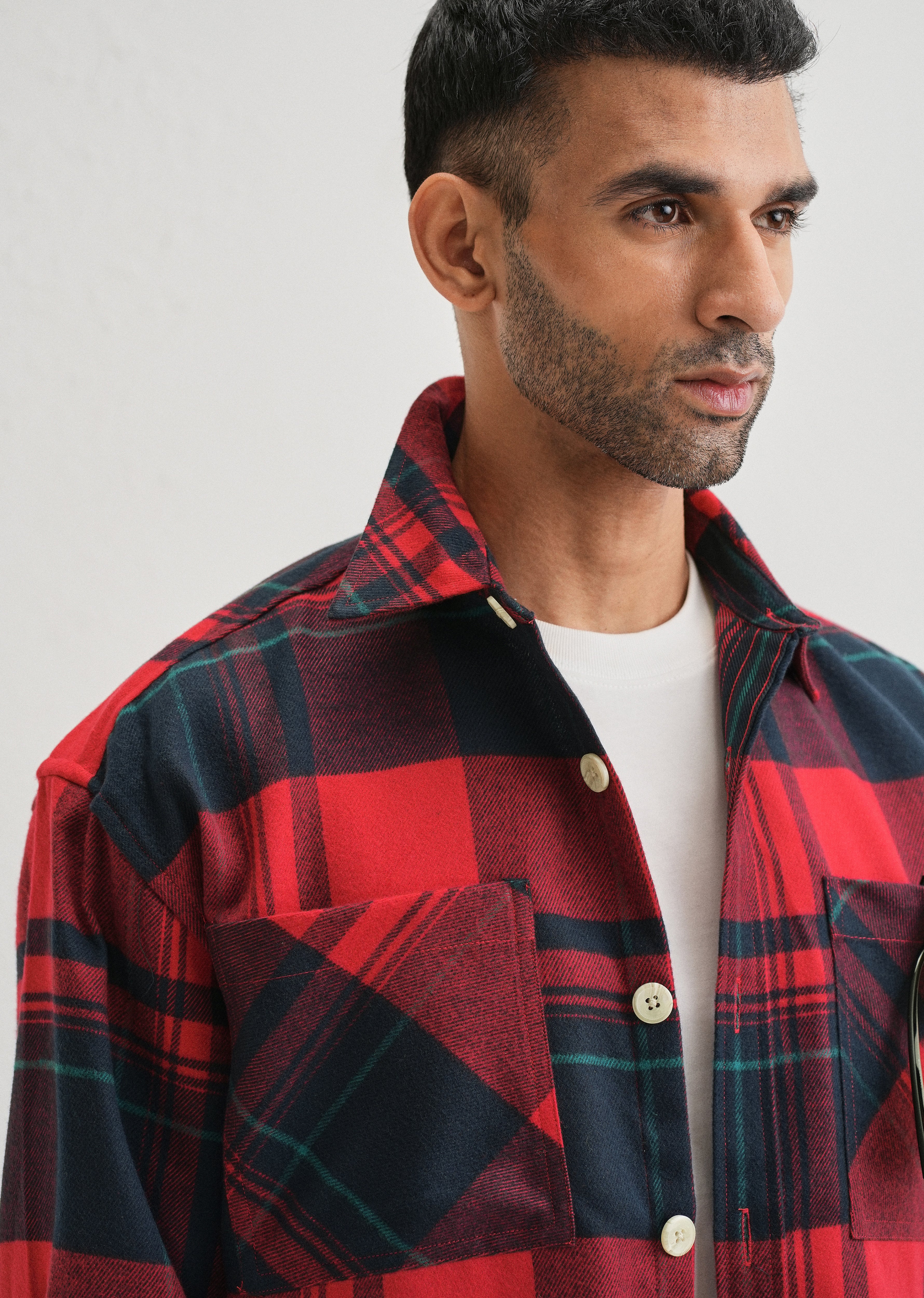 Red Checked Relaxed Fit Shacket - Image 5
