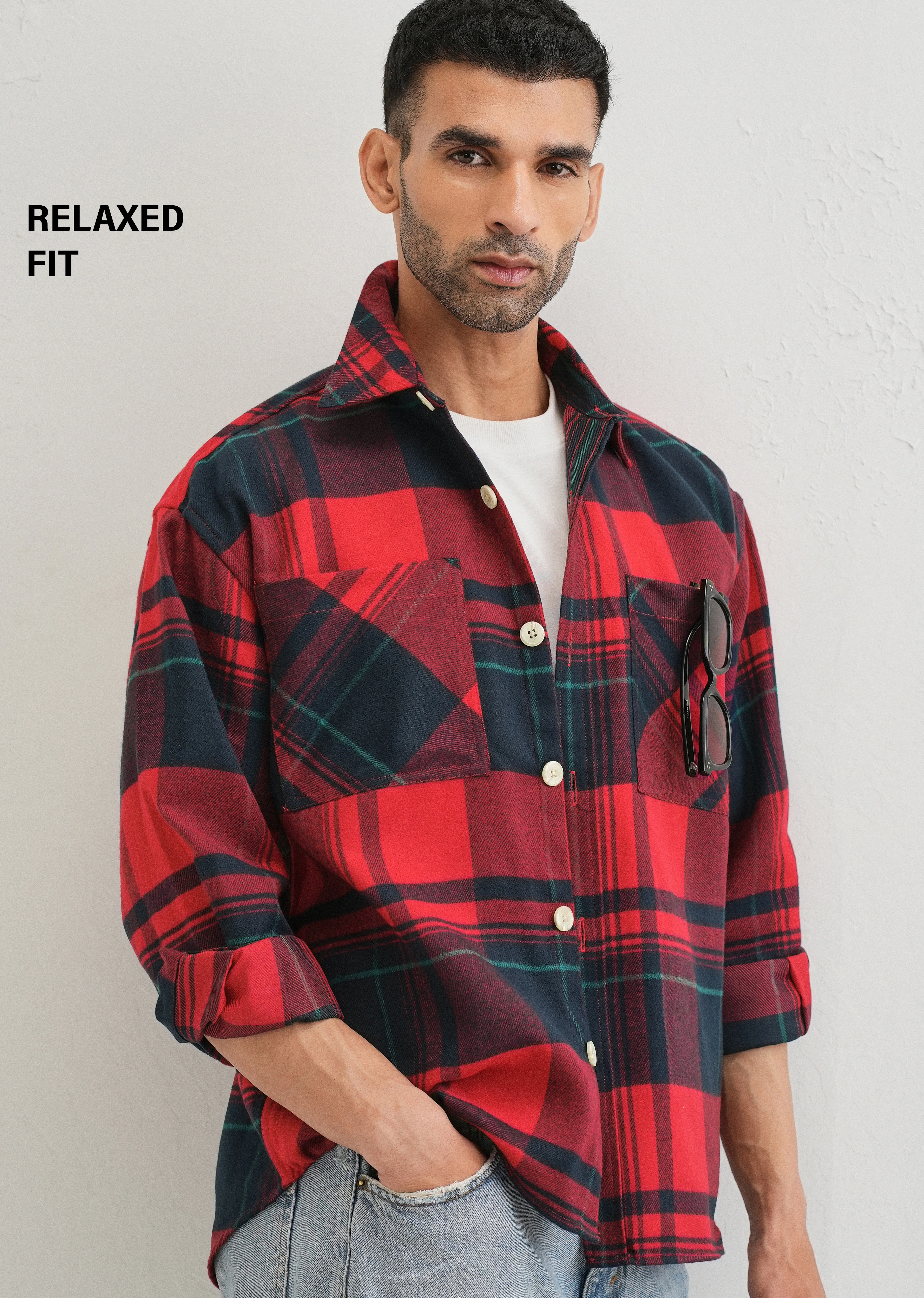 Red Checked Relaxed Fit Shacket - Image 7