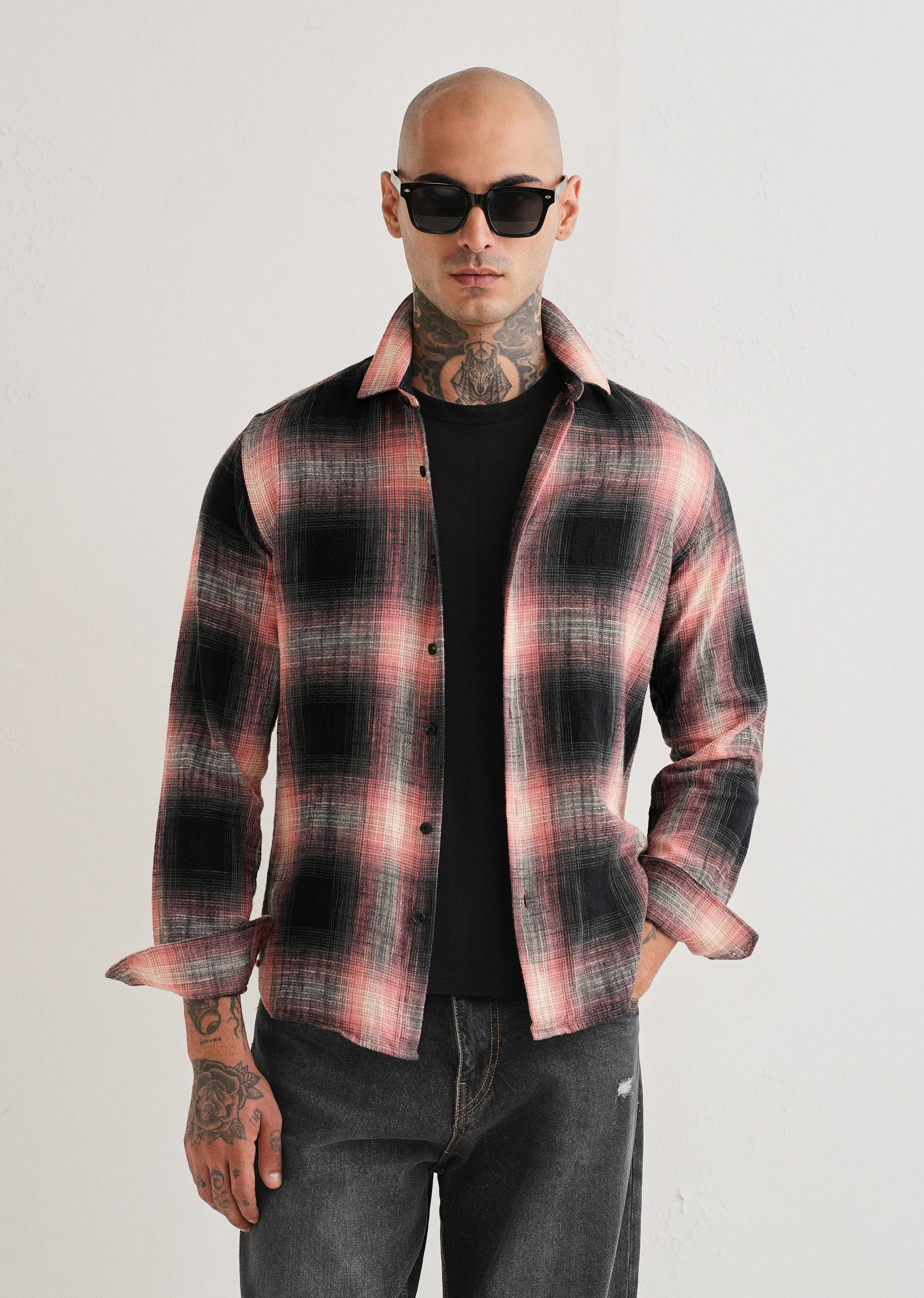 Red Cotton Linen Check Shirt - Image 2