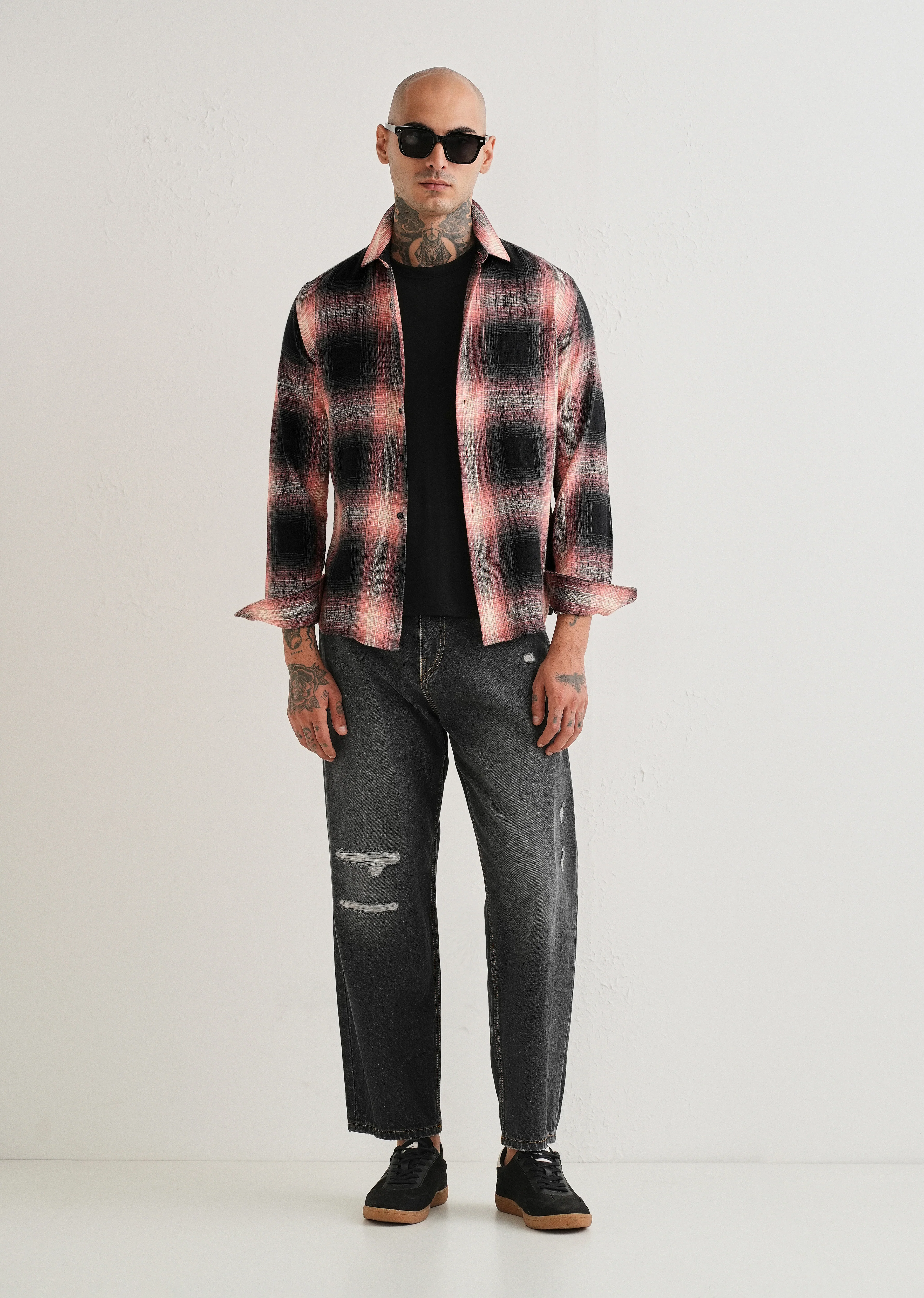 Red Cotton Linen Check Shirt - Image 7