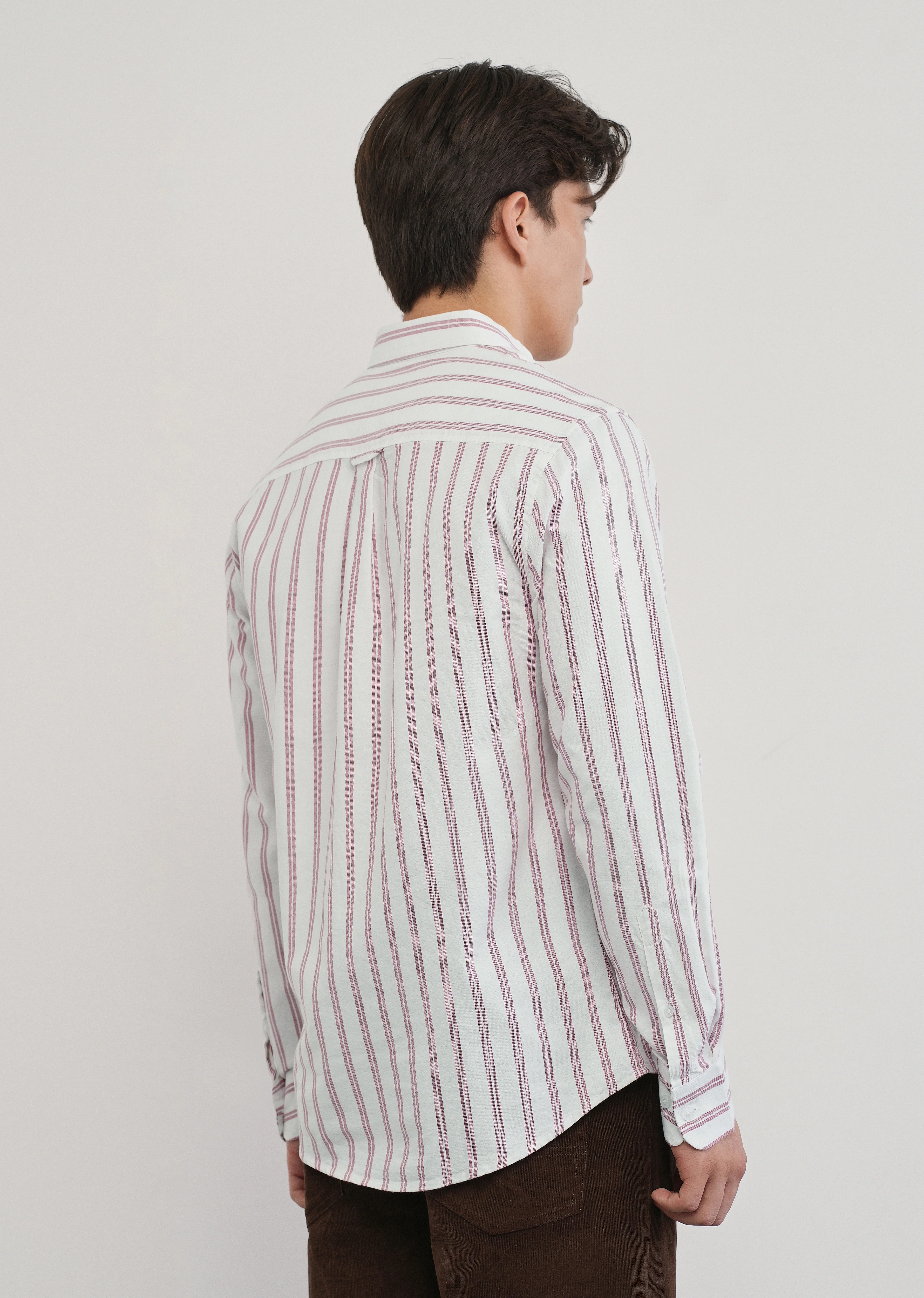 Red Double Stripe Cotton Shirt - Image 2