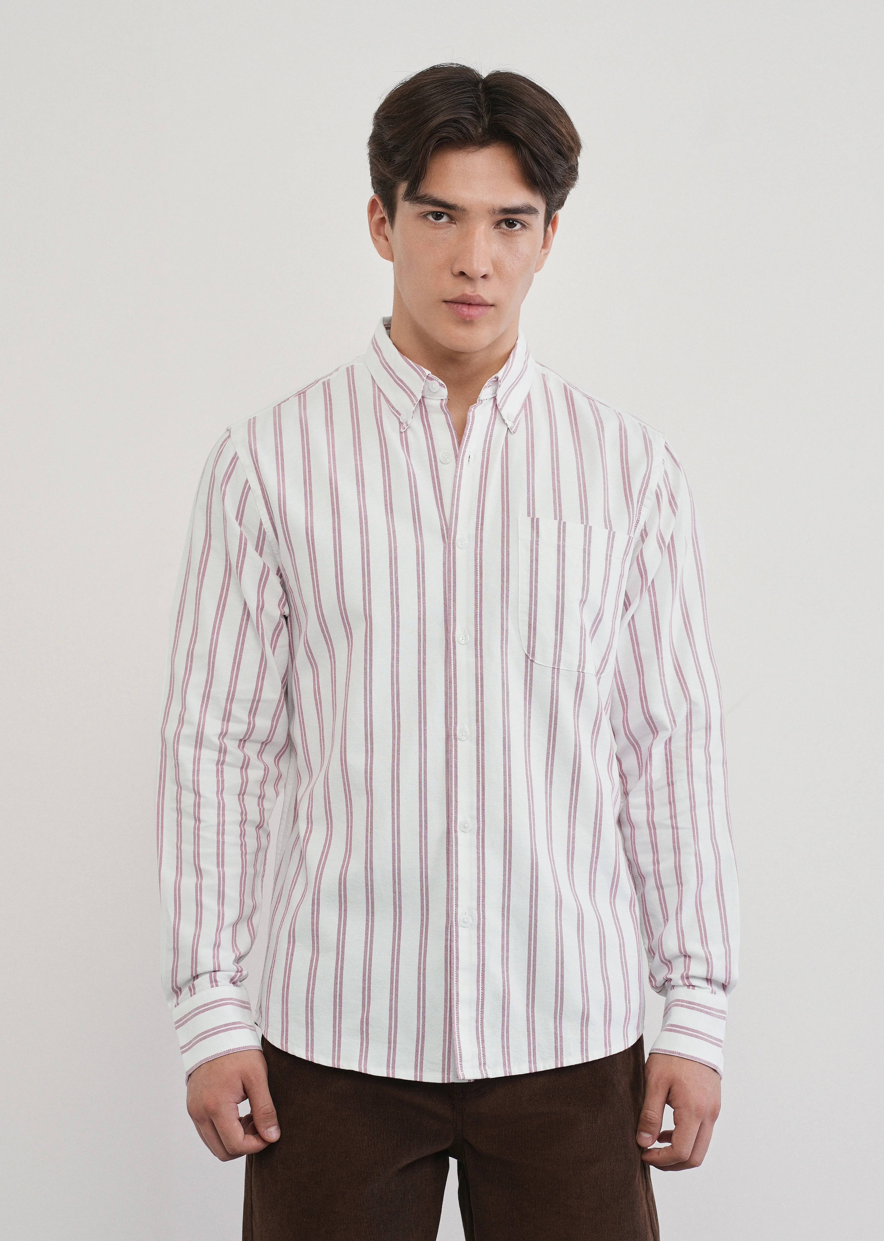 Red Double Stripe Cotton Shirt - Image 3