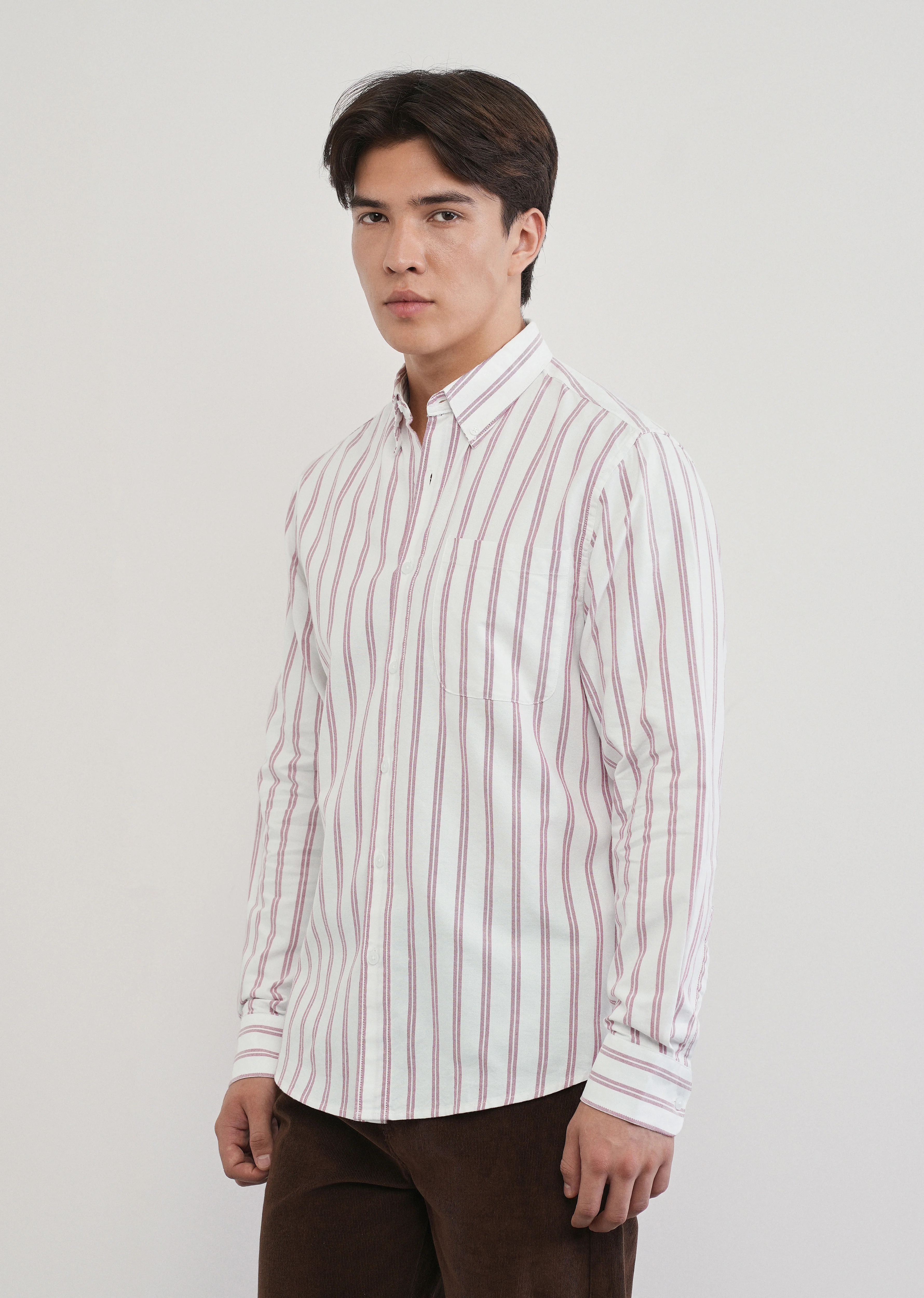 Red Double Stripe Cotton Shirt - Image 4